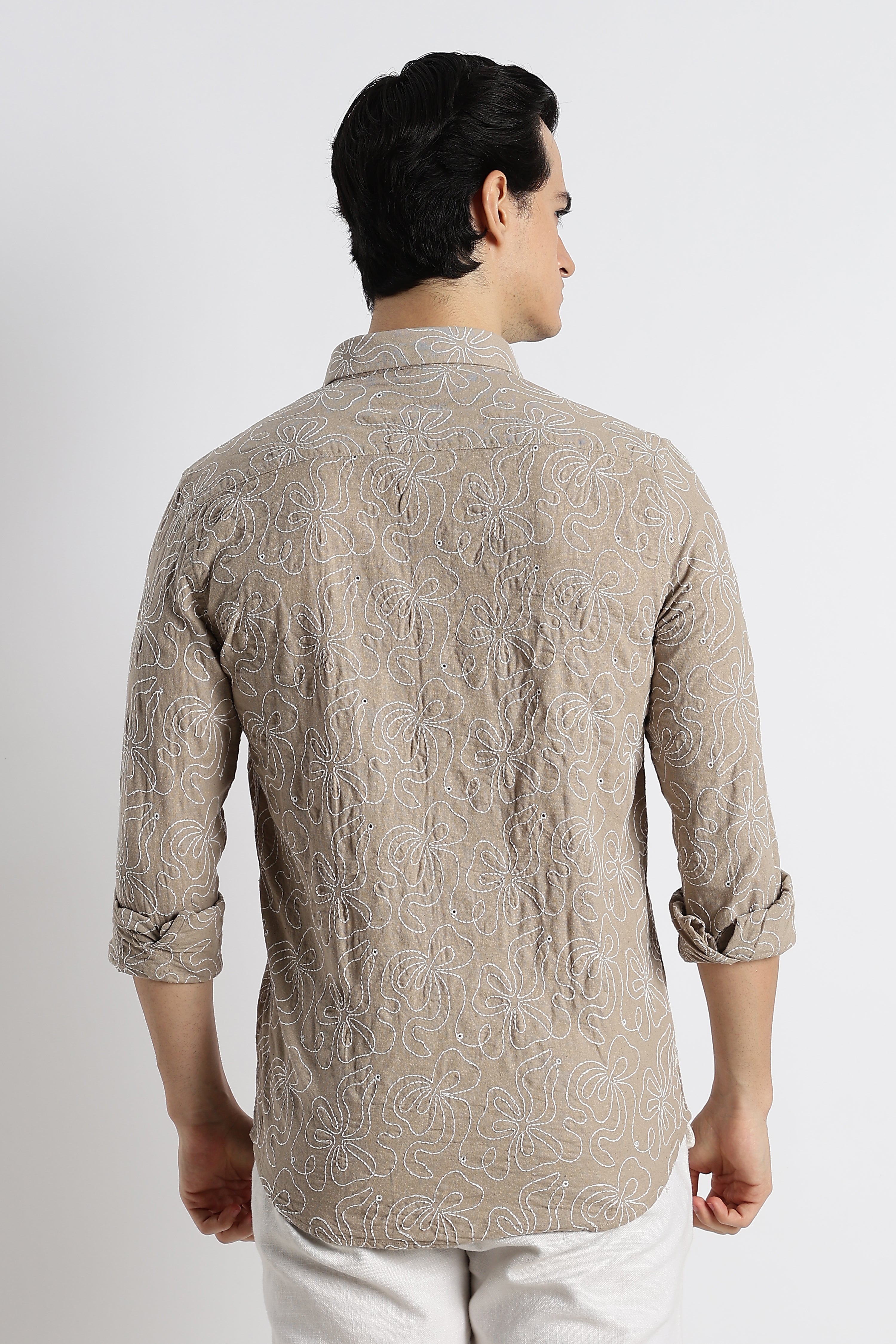 Men Artisanal Embroidered Cotton Shirt