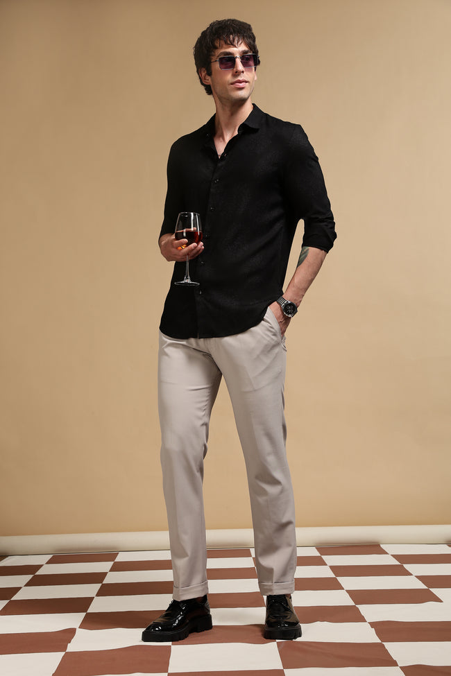 Men Black Glitter print festive wear