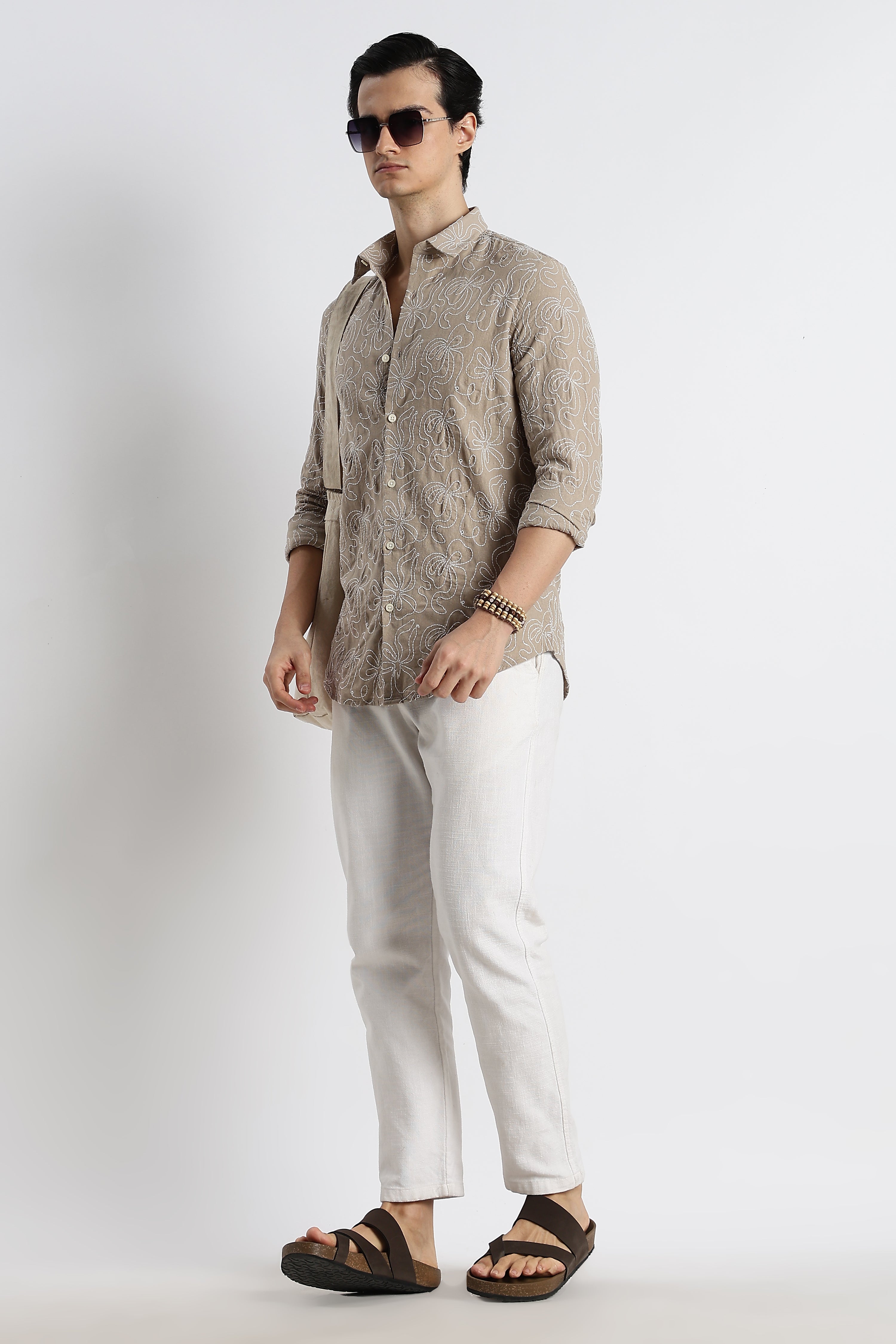 Men Artisanal Embroidered Cotton Shirt