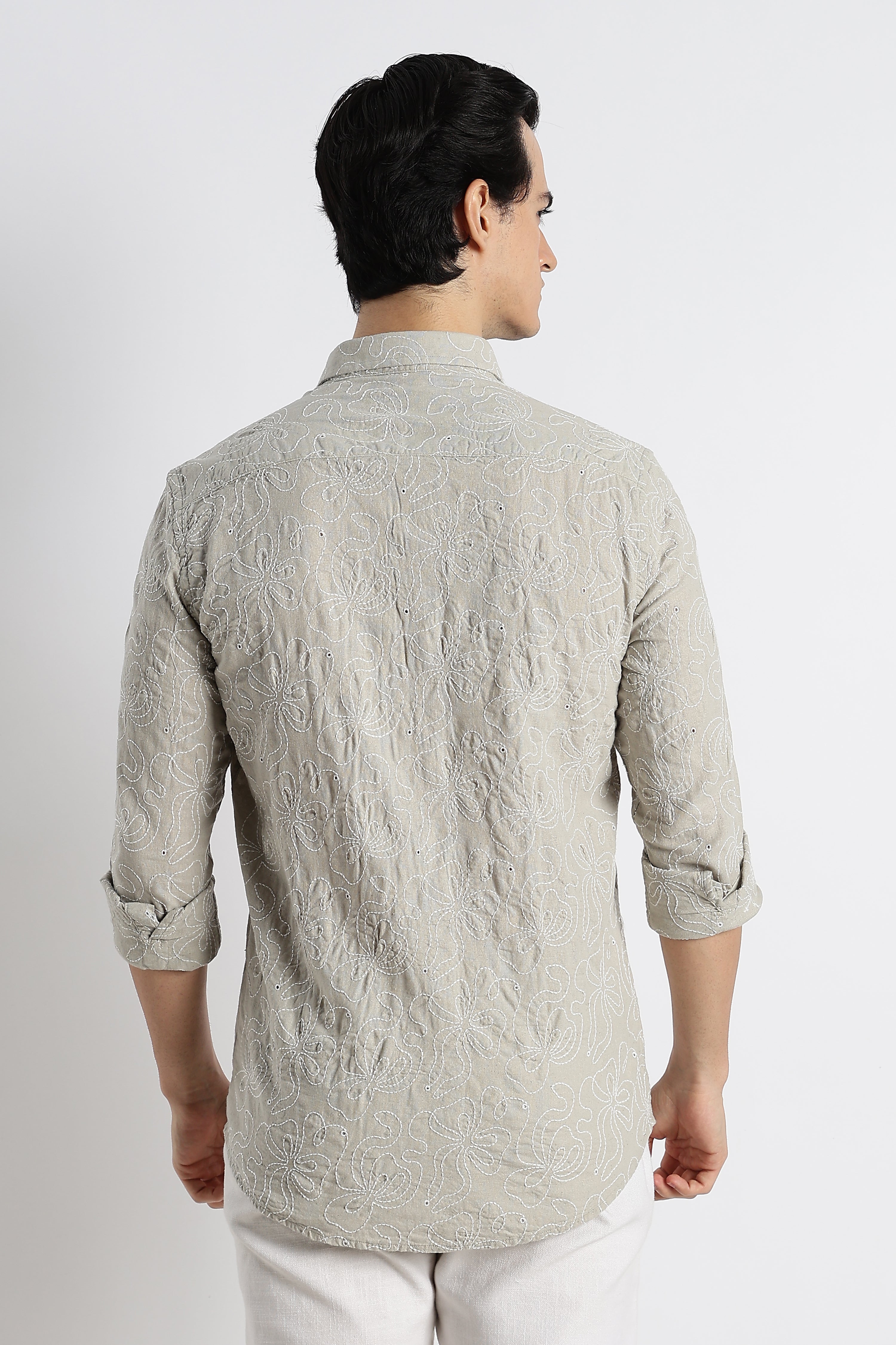 Men Artisanal Embroidered Cotton Shirt