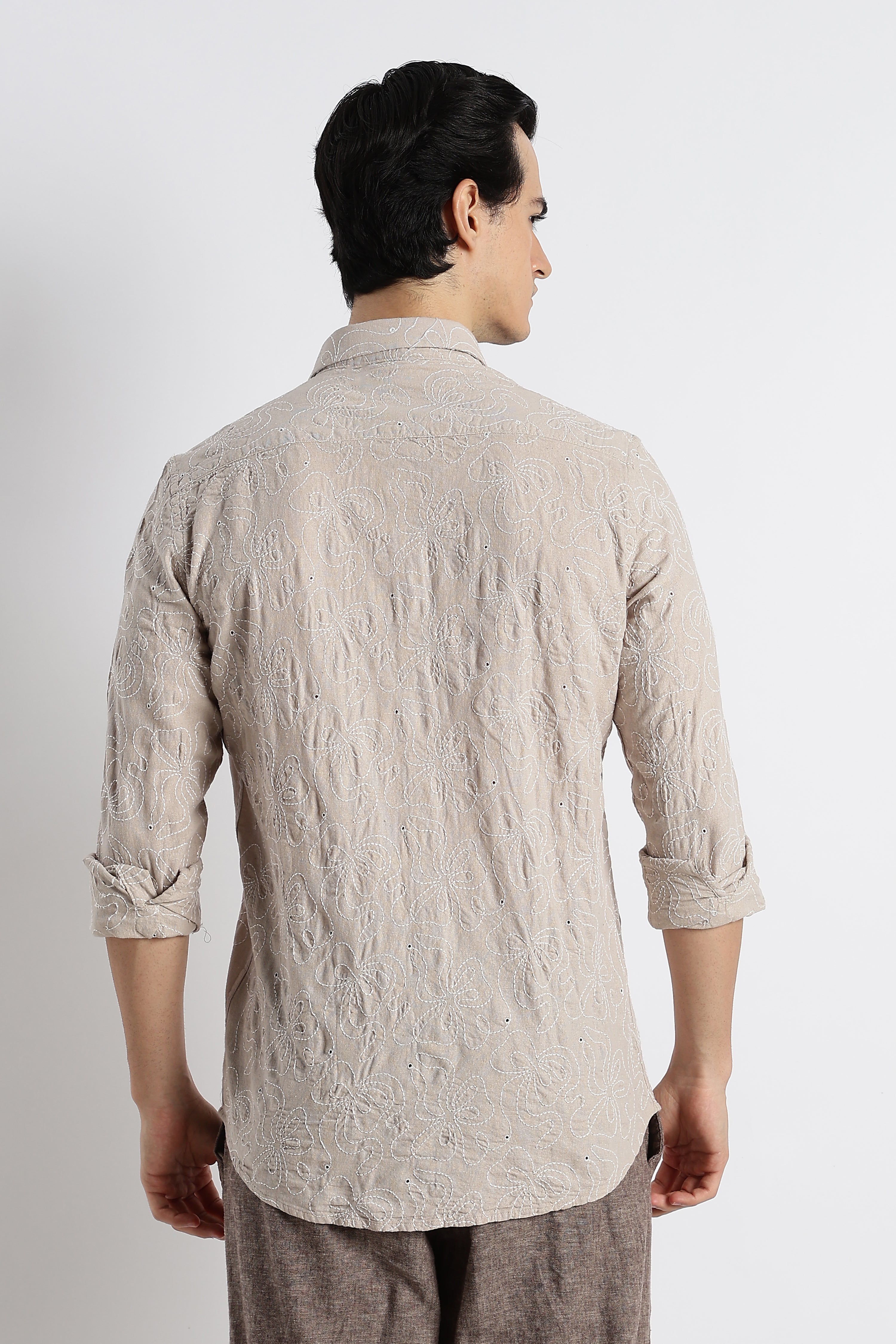 Men Artisanal Embroidered Cotton Shirt