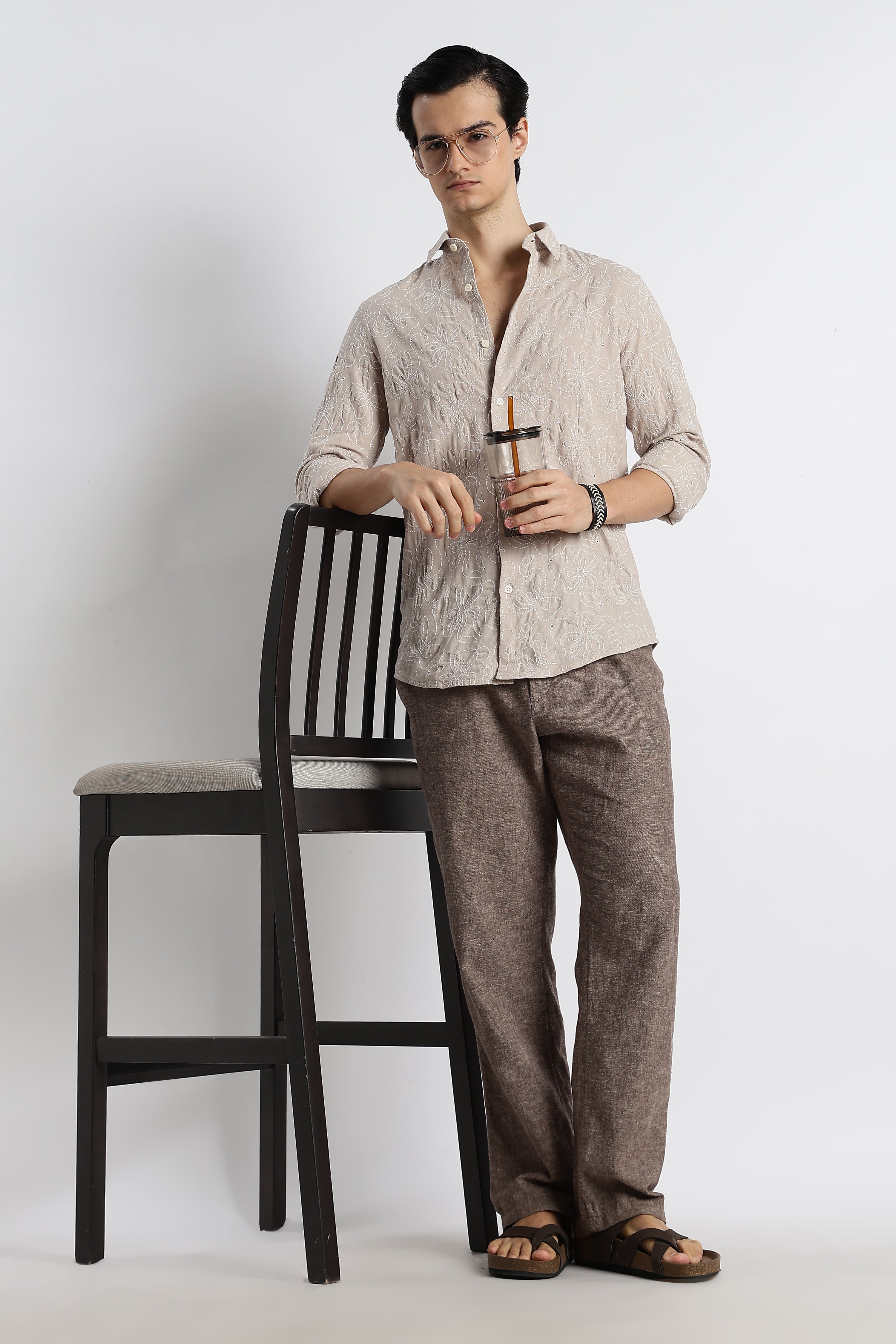 Men Artisanal Embroidered Cotton Shirt