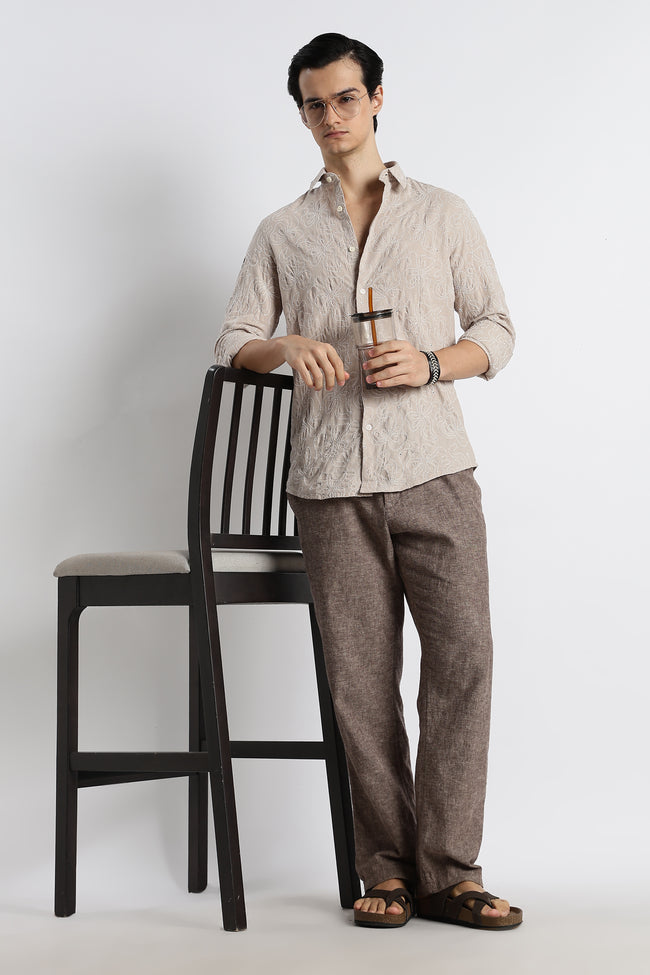 Men Artisanal Embroidered Cotton Shirt