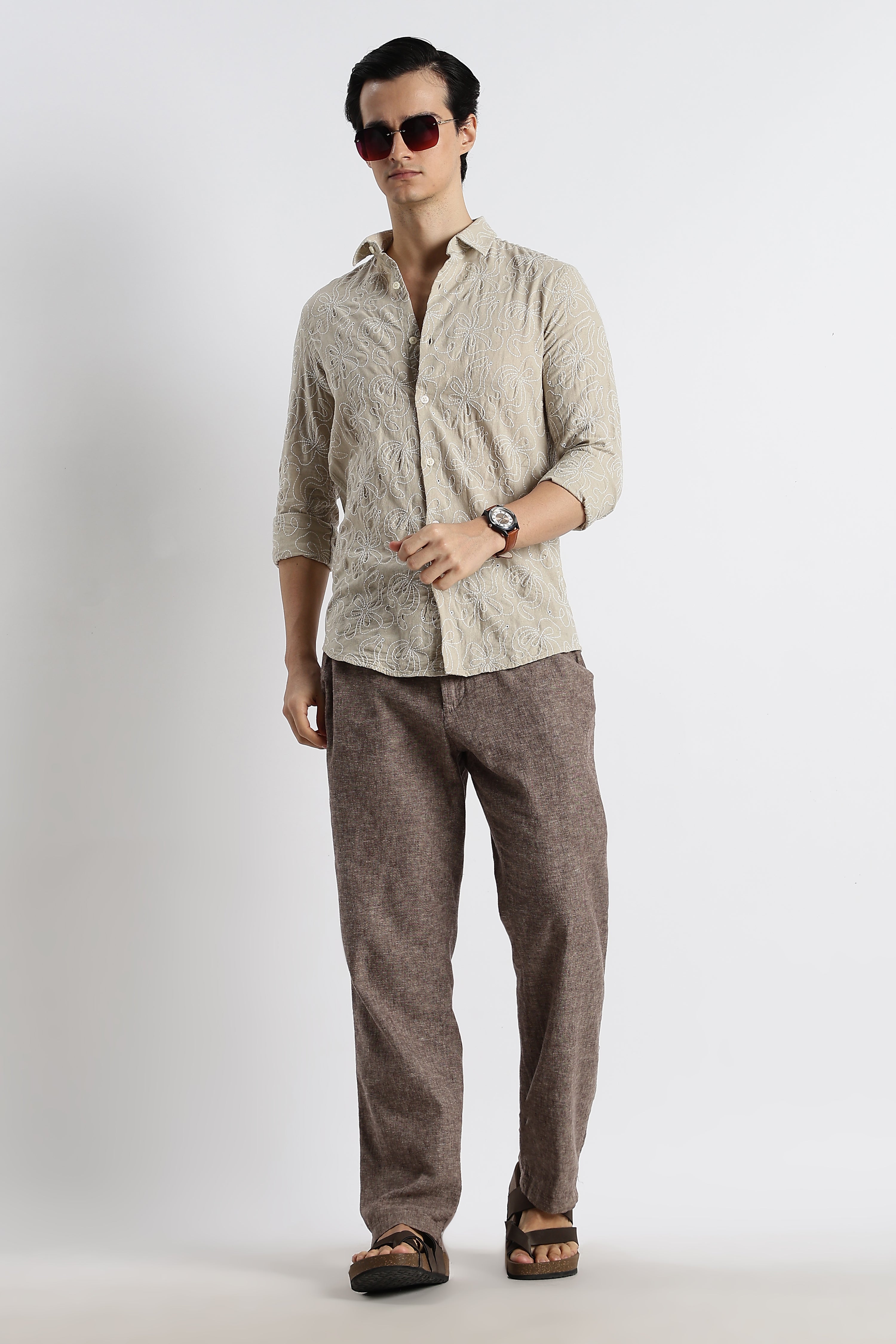 Men Artisanal Embroidered Cotton Shirt