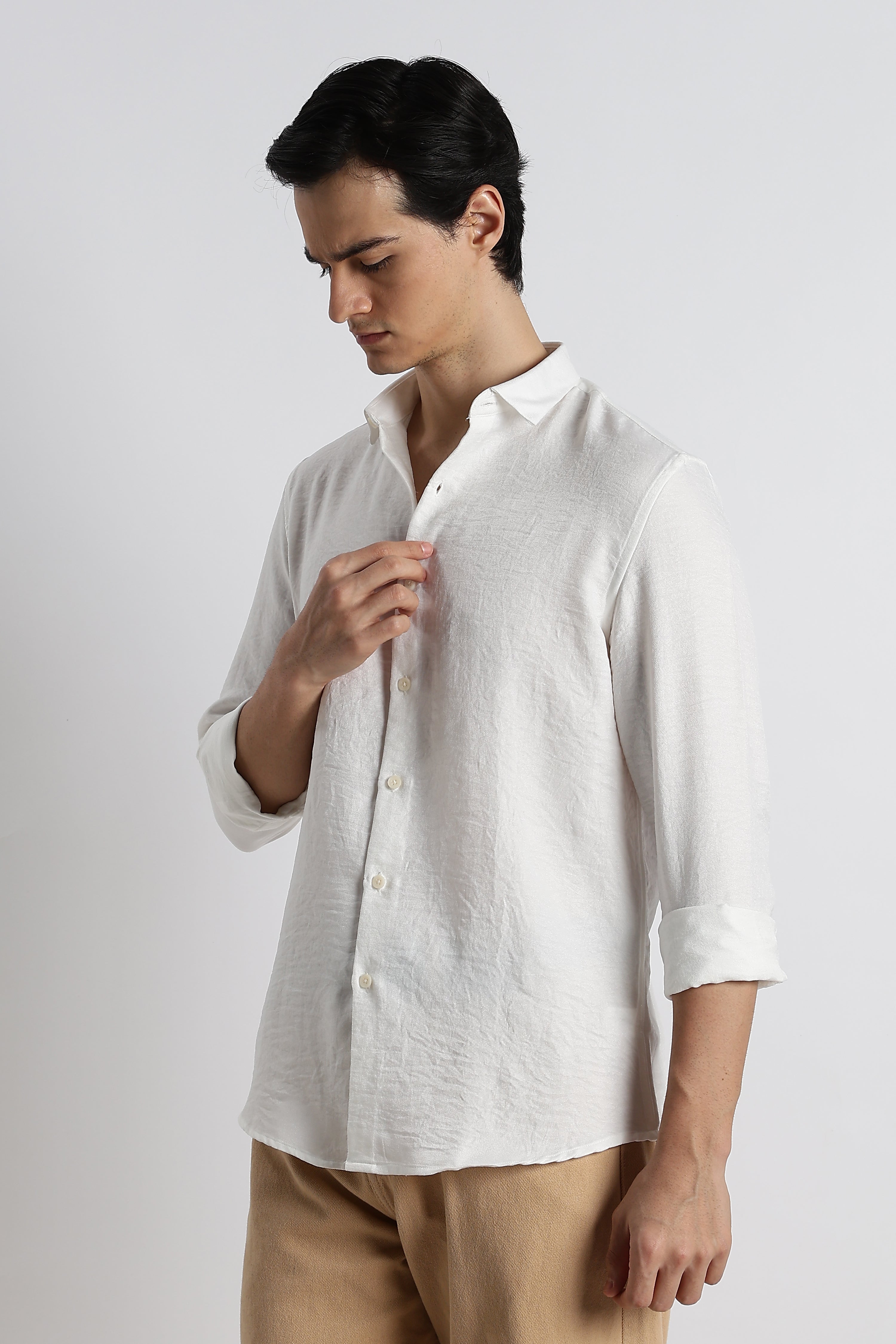 Men Linen-Blend Shirt
