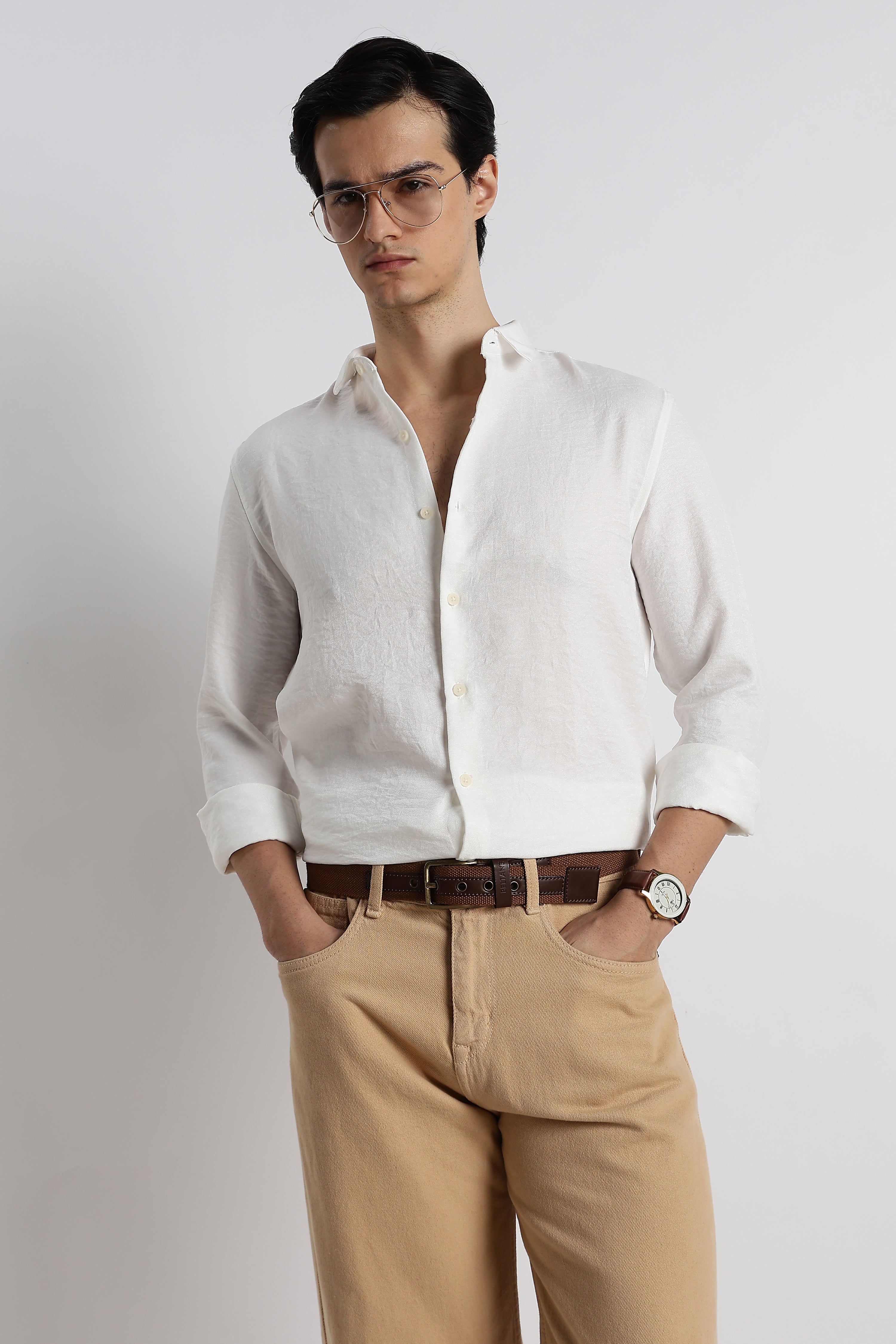 Men Linen-Blend Shirt