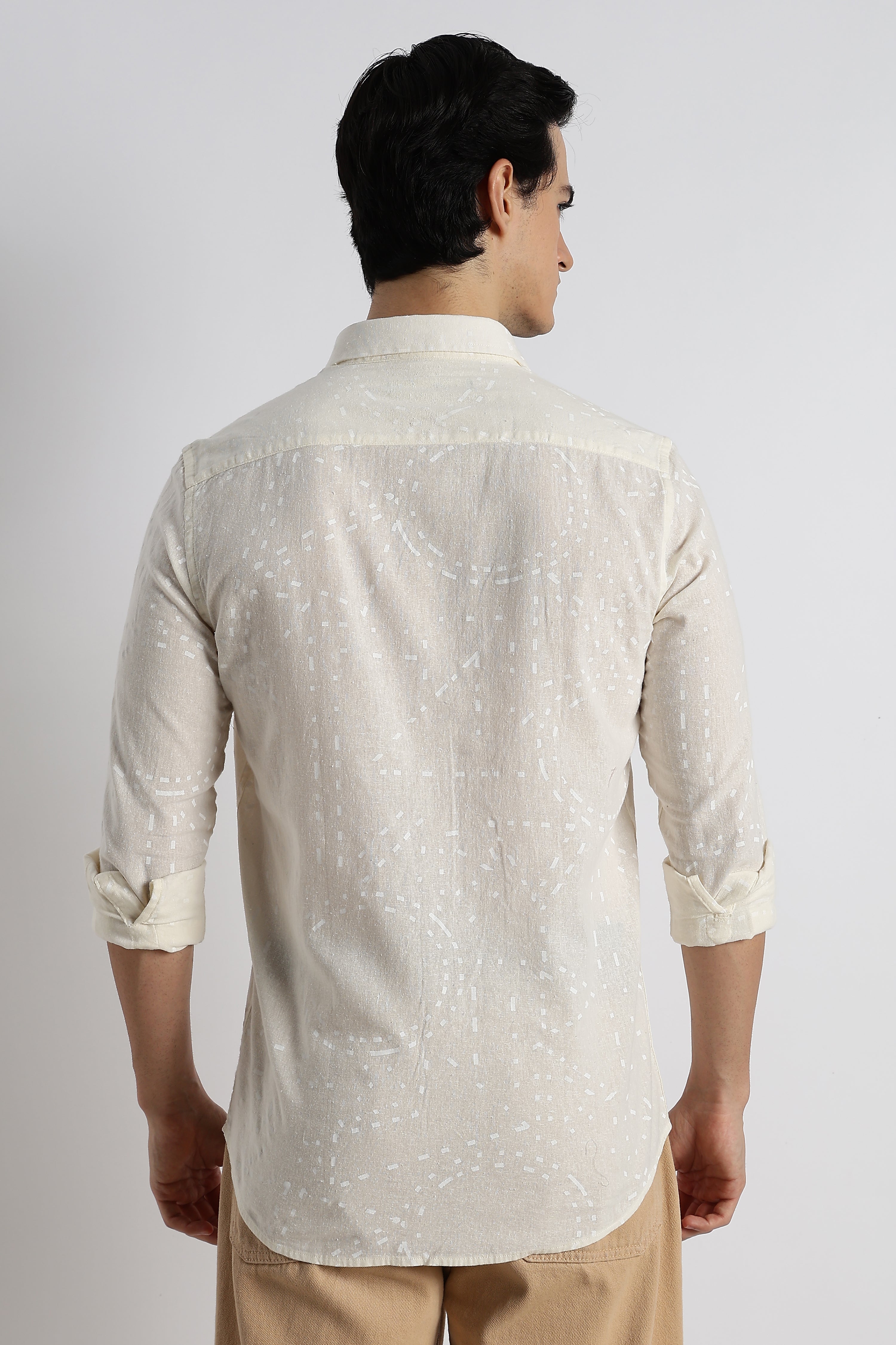 Men Abstract Geo-Print Cotton Shirt