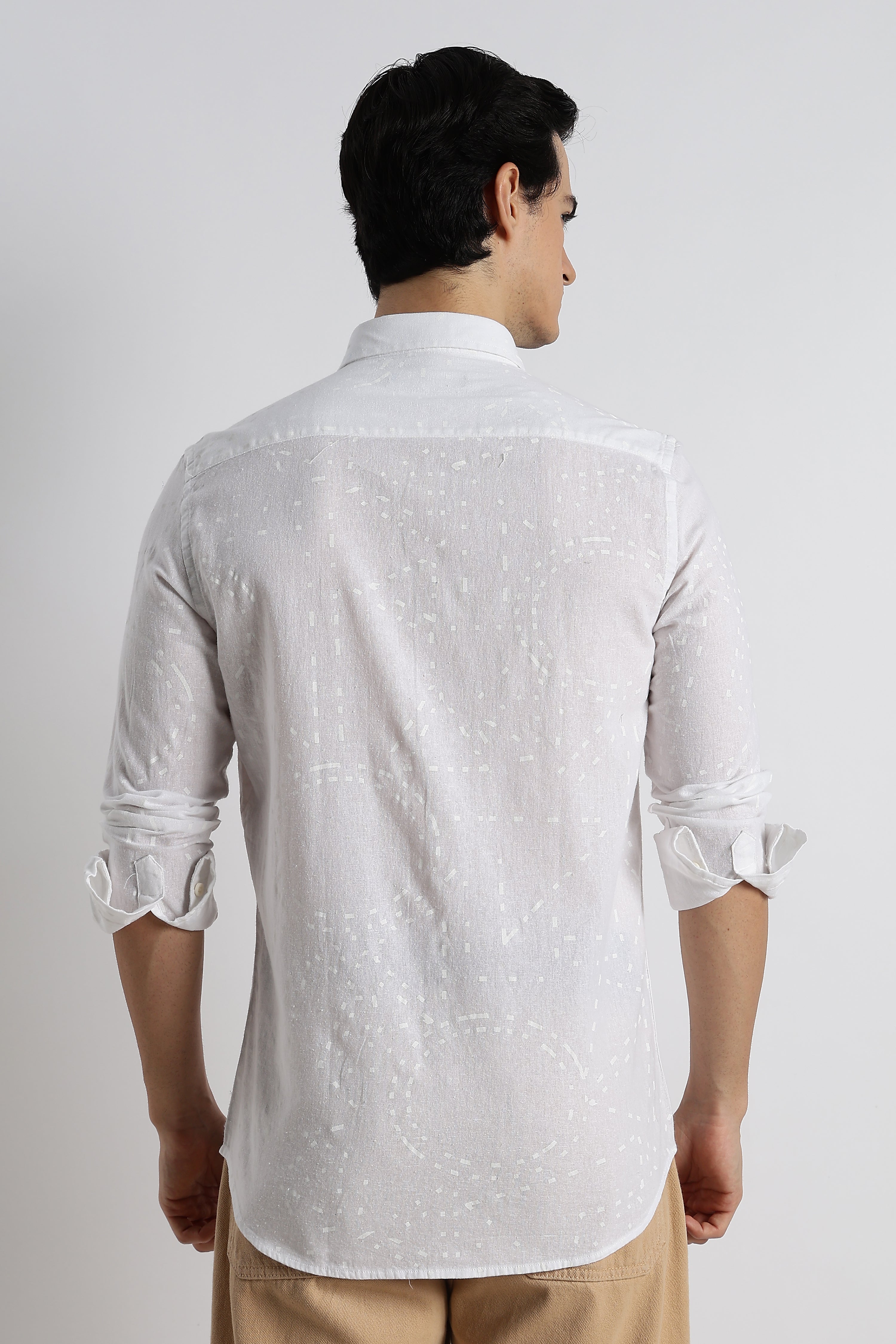 Men Abstract Geo-Print Cotton Shirt