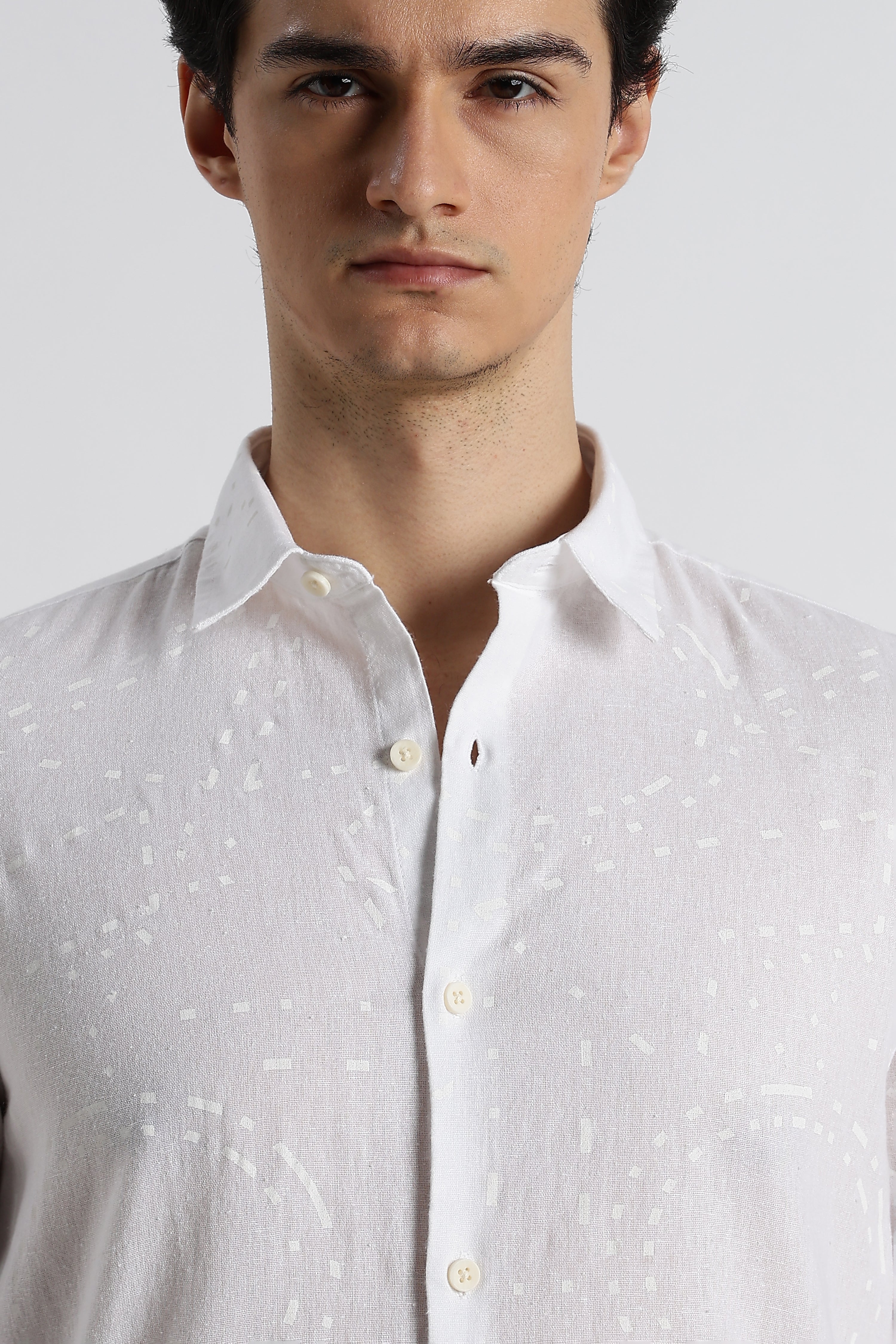 Men Abstract Geo-Print Cotton Shirt