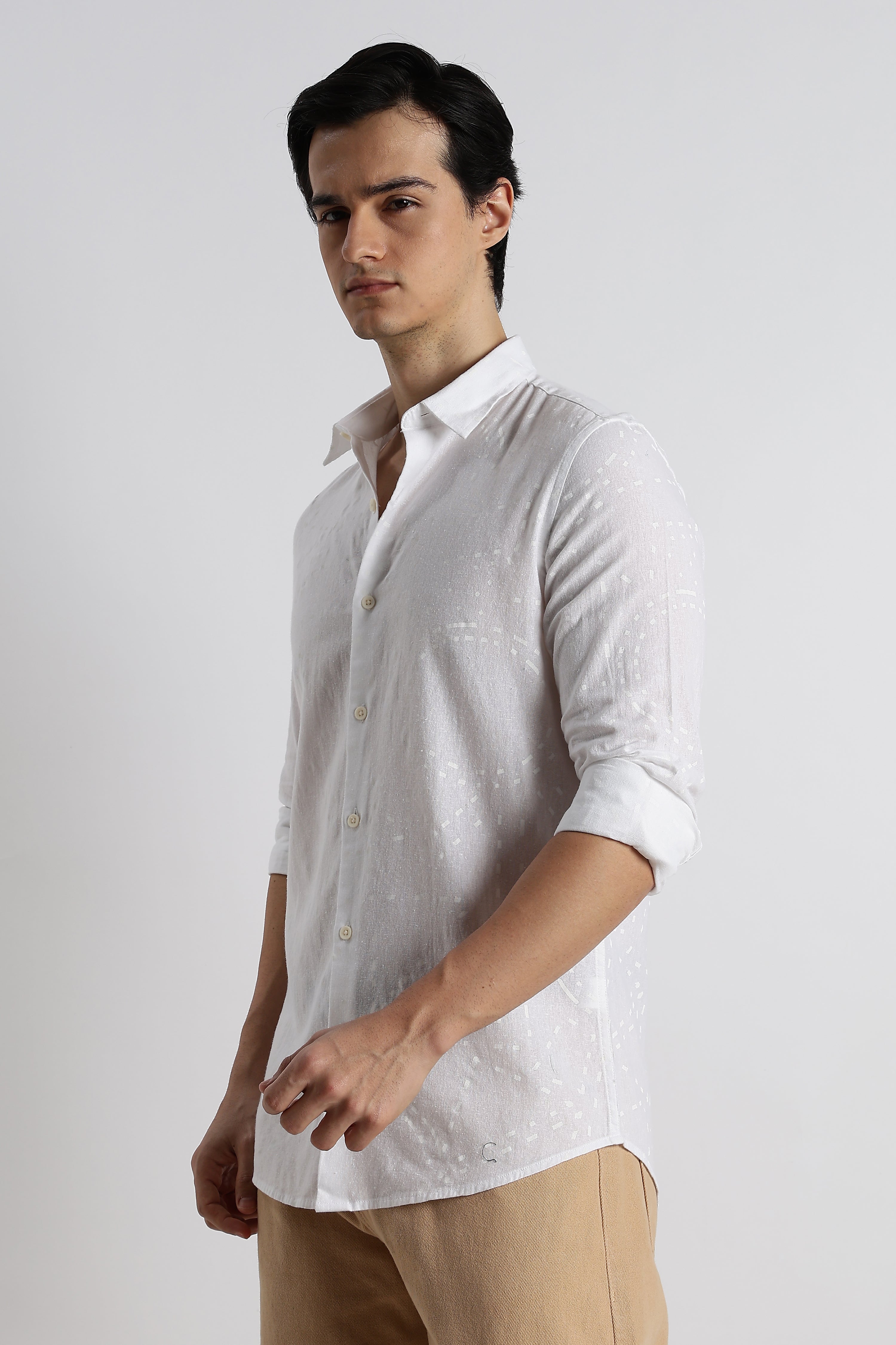 Men Abstract Geo-Print Cotton Shirt