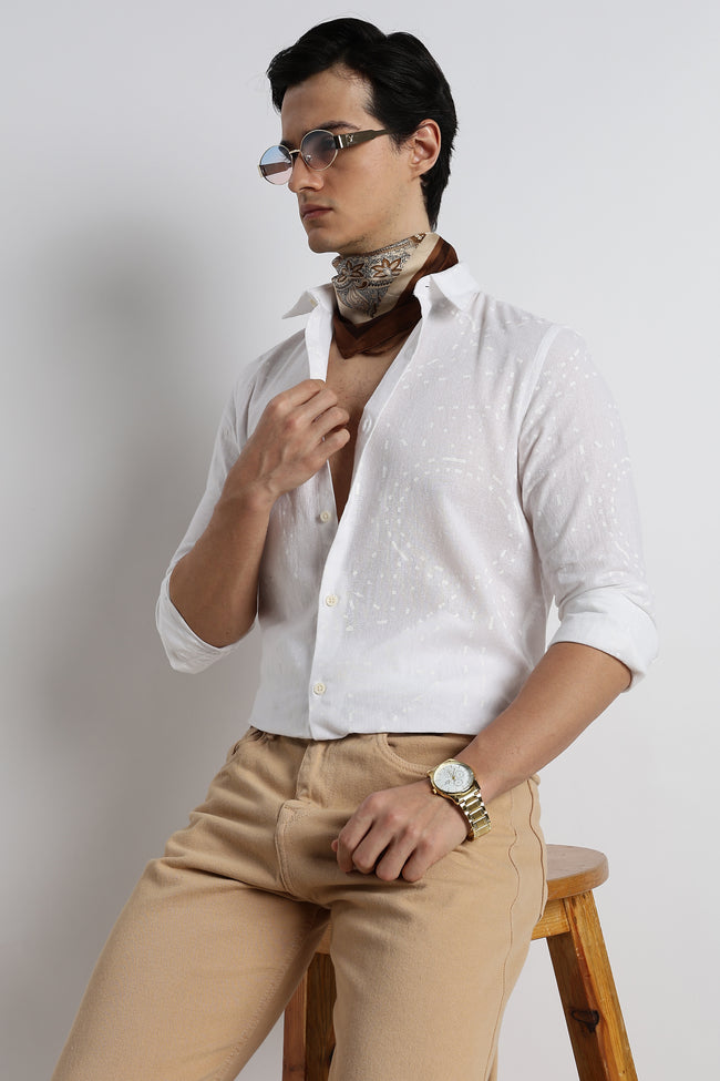Men Abstract Geo-Print Cotton Shirt