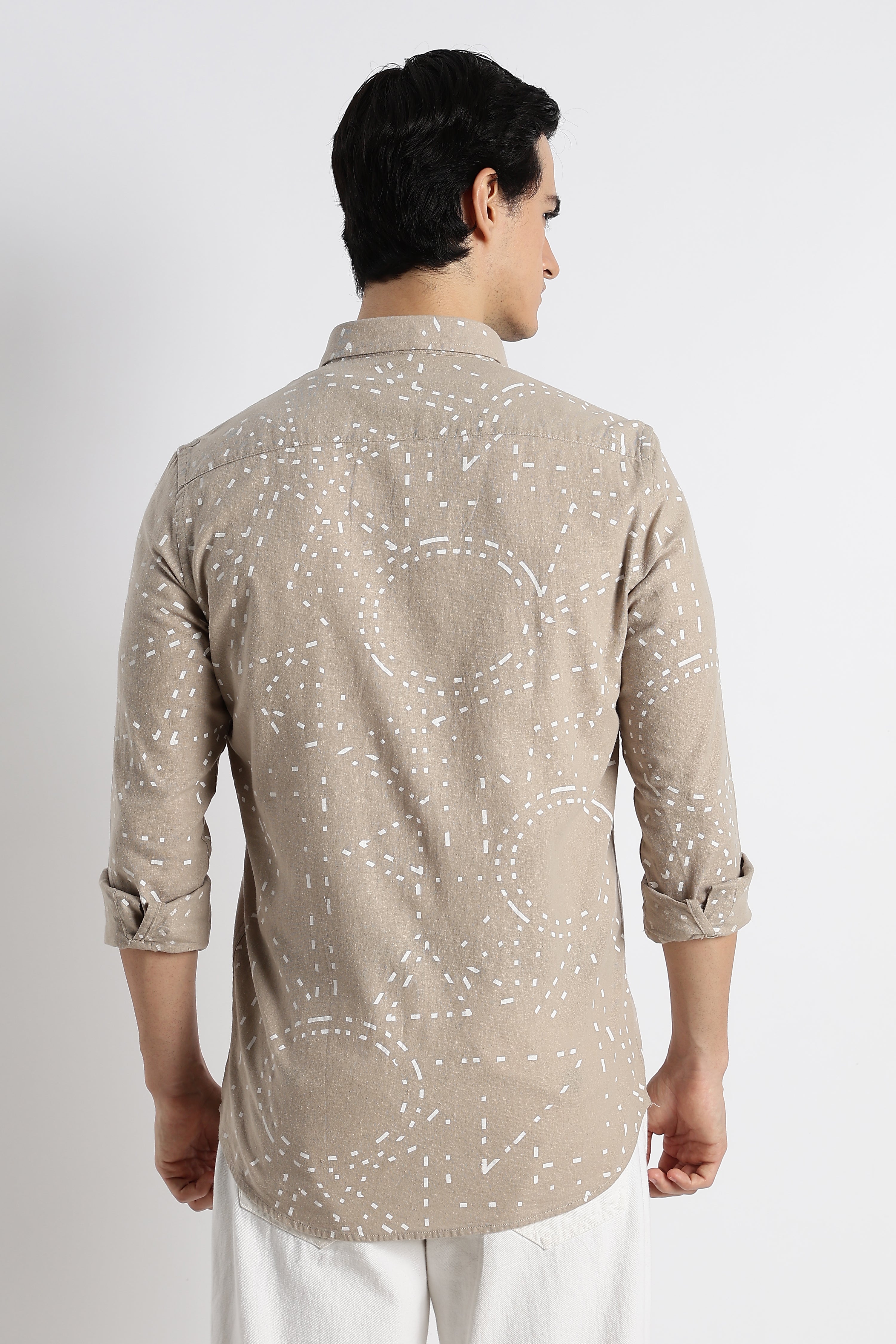 Men Abstract Geo-Print Cotton Shirt
