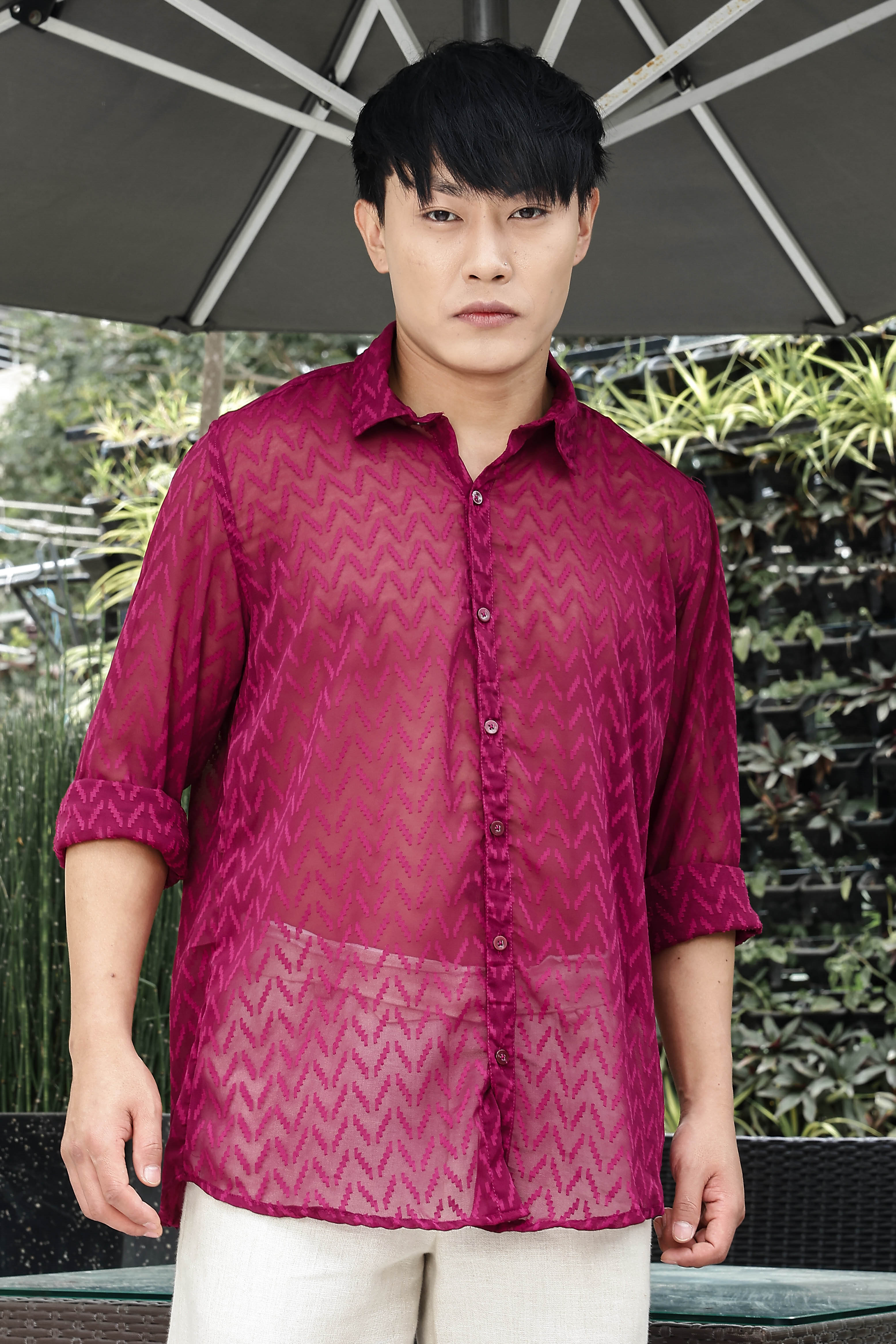 Men Pink Georgette Shirt