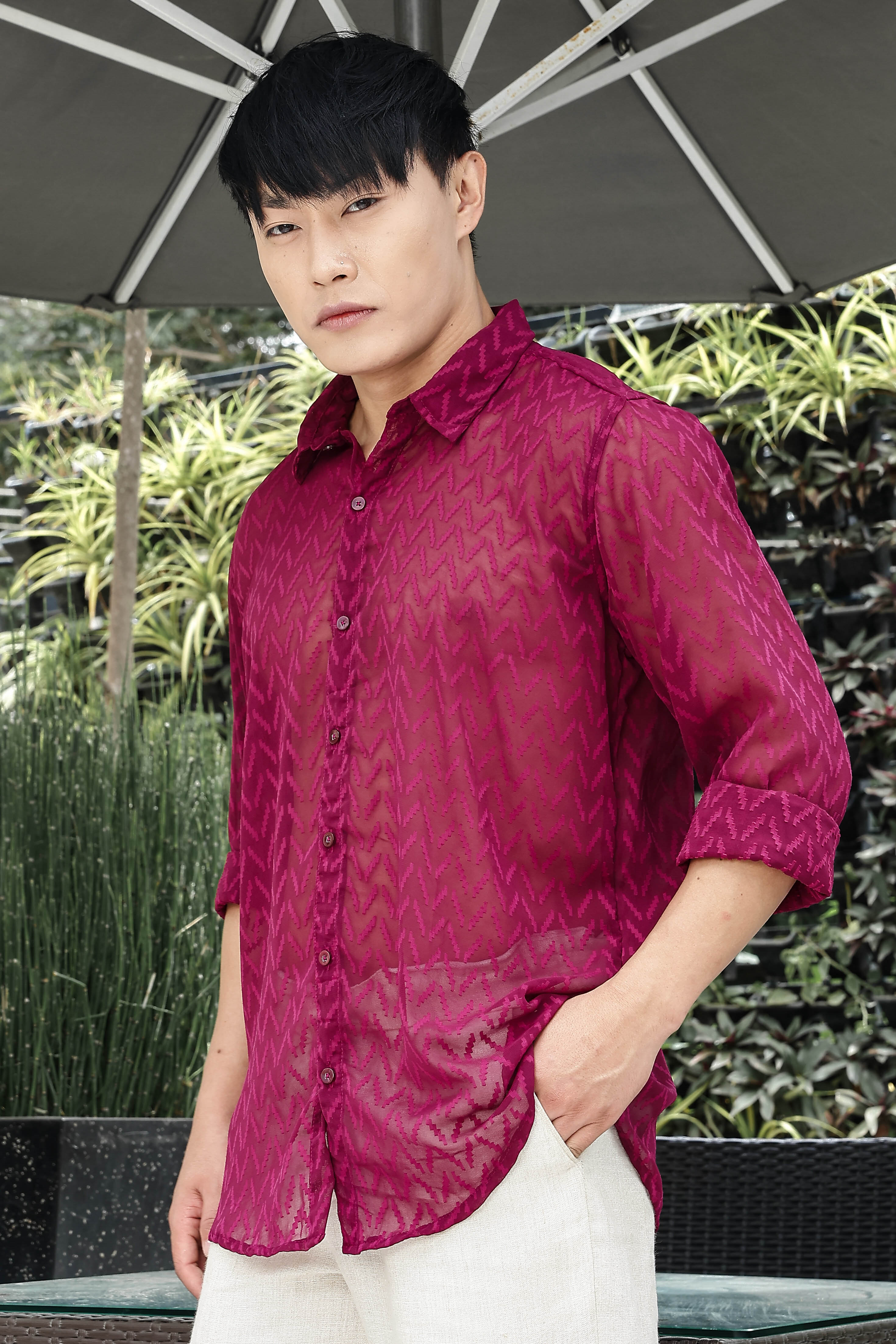 Men Pink Georgette Shirt
