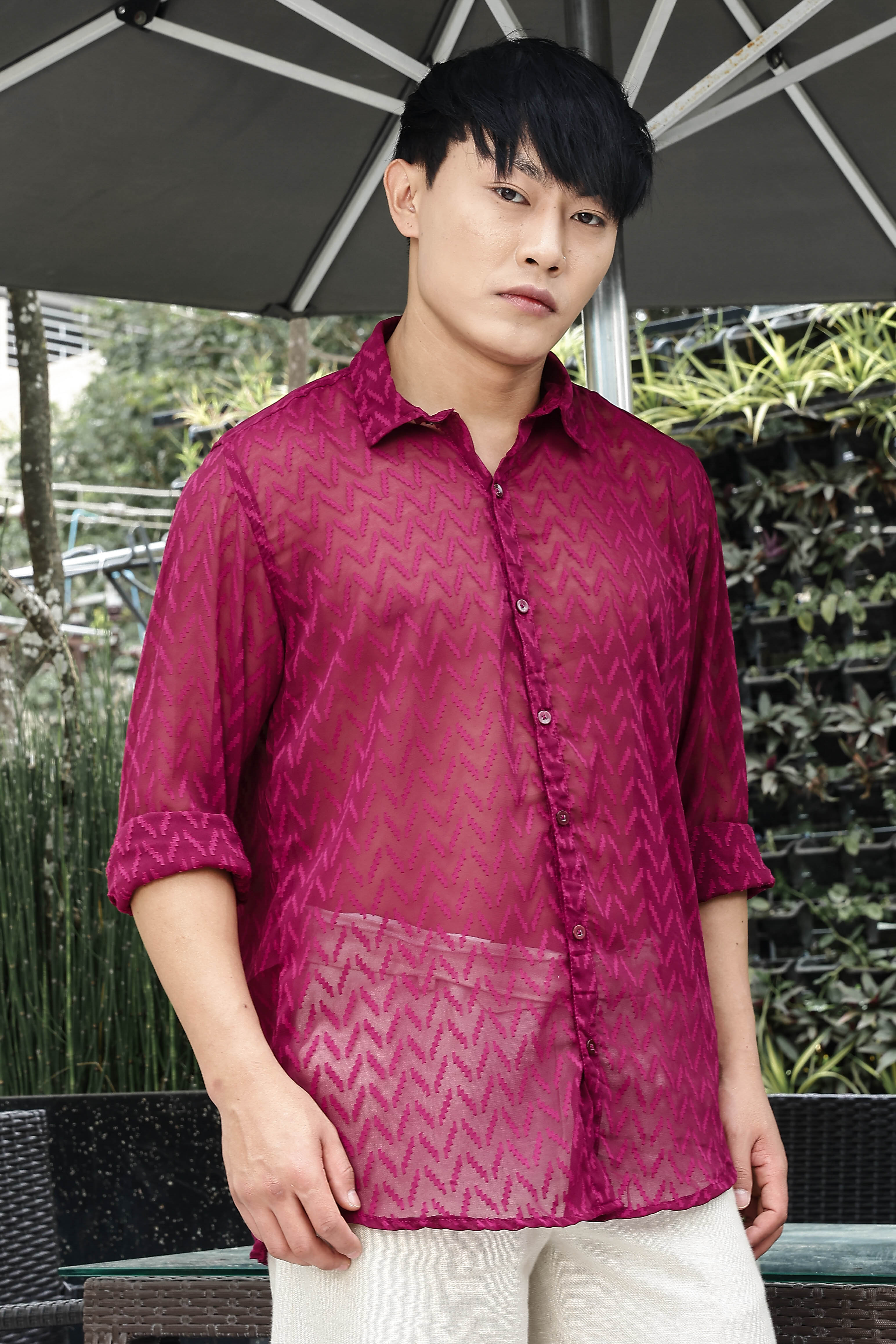 Men Pink Georgette Shirt
