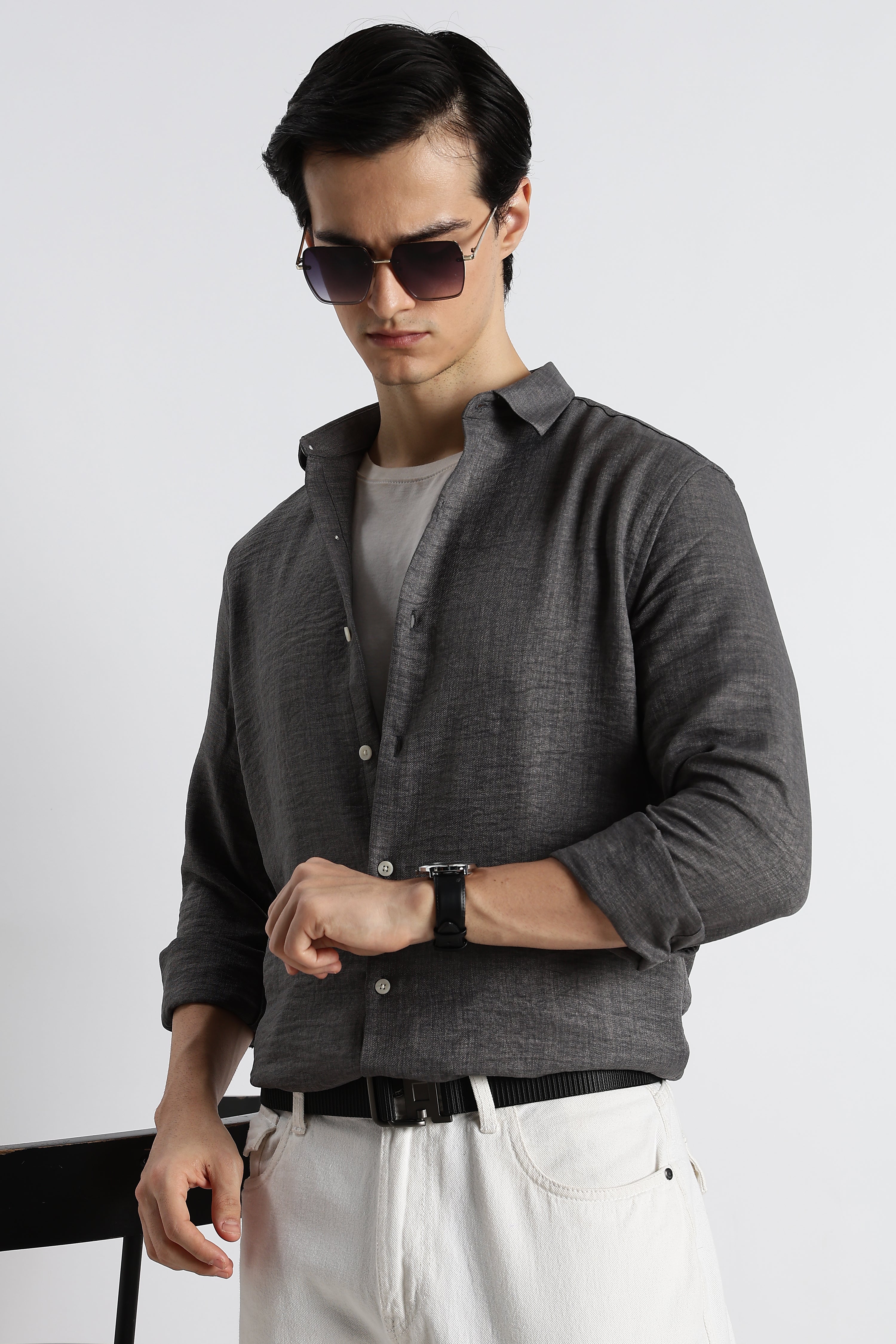 Men Linen-Blend Shirt