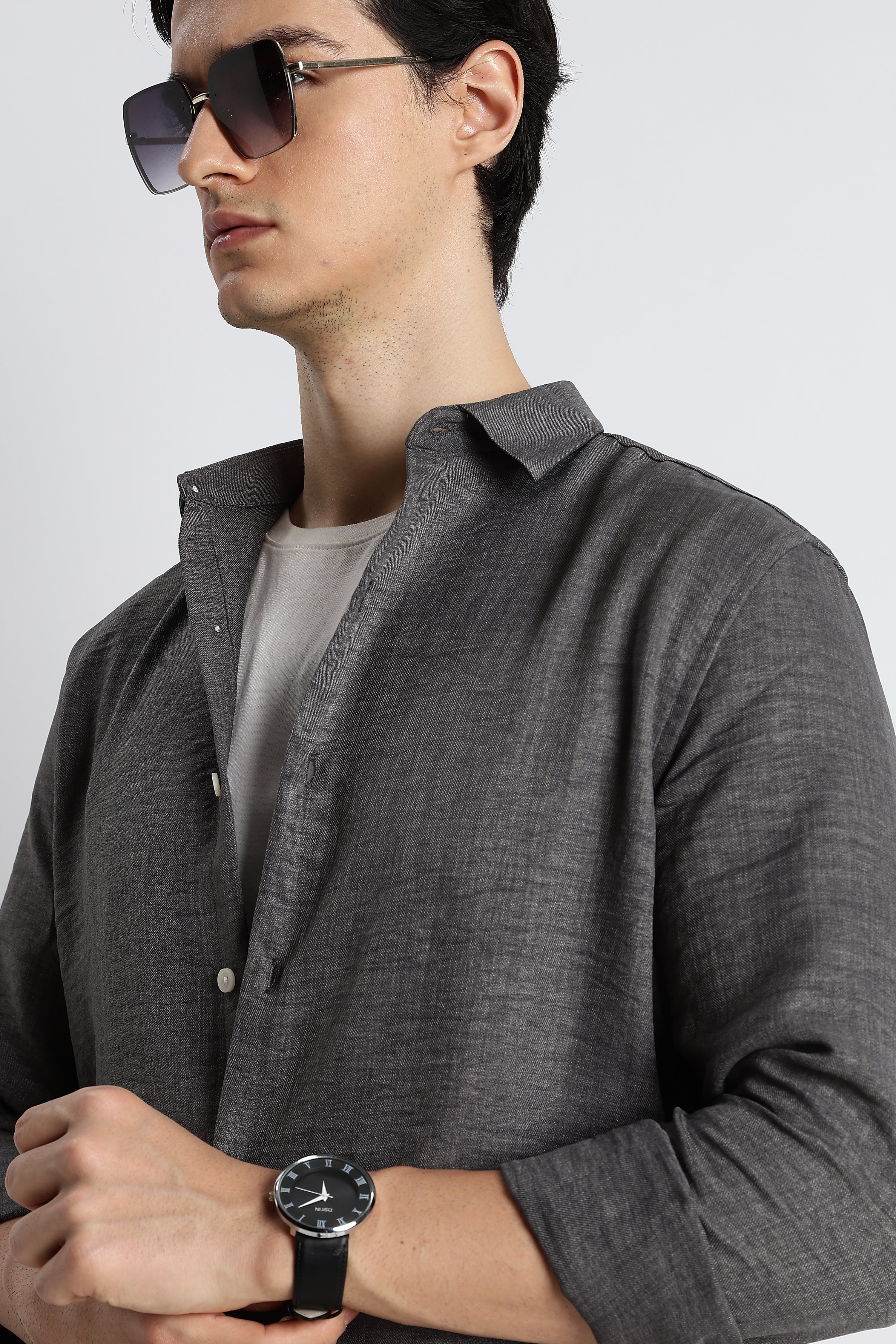 Men Linen-Blend Shirt