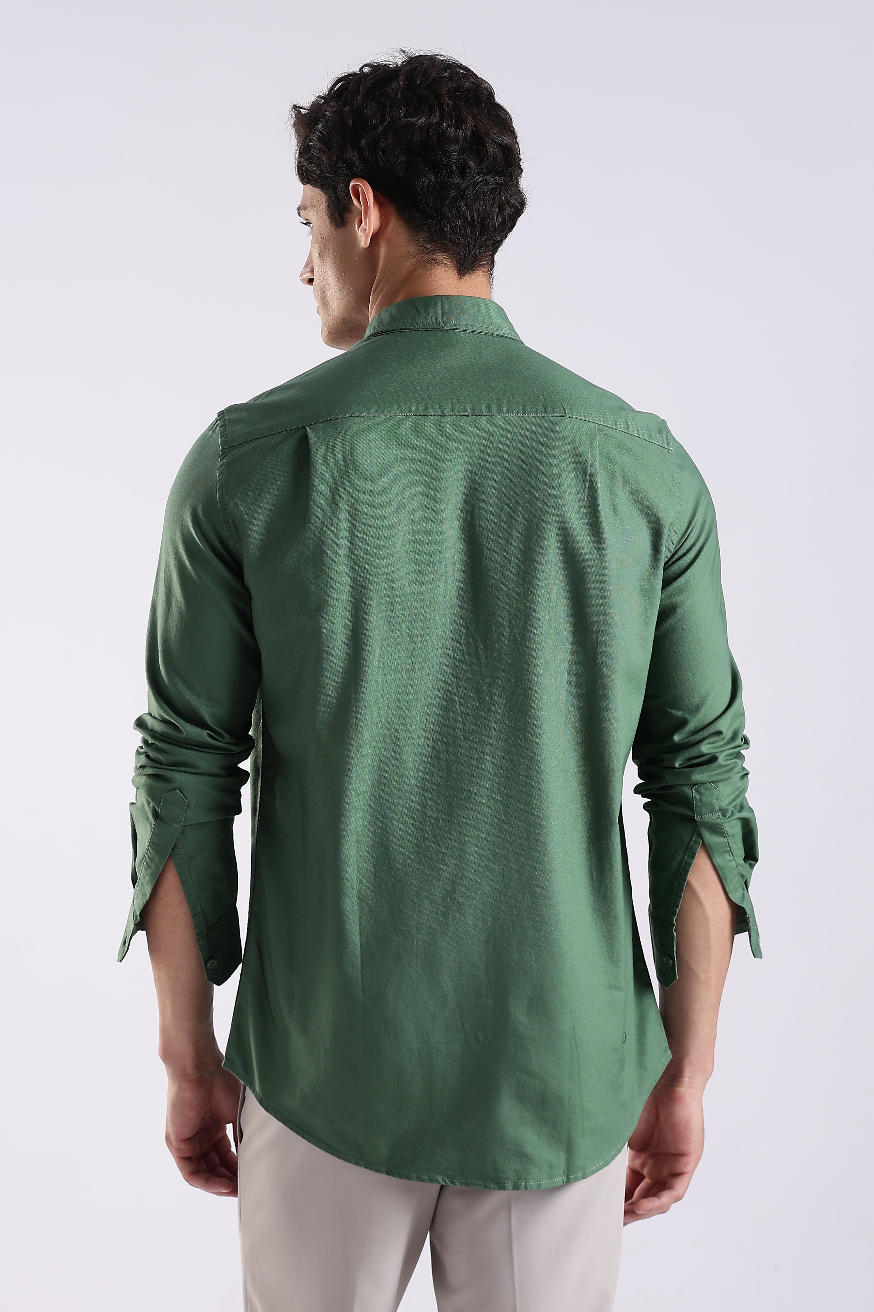 Men Green Oxford Solid Shirt