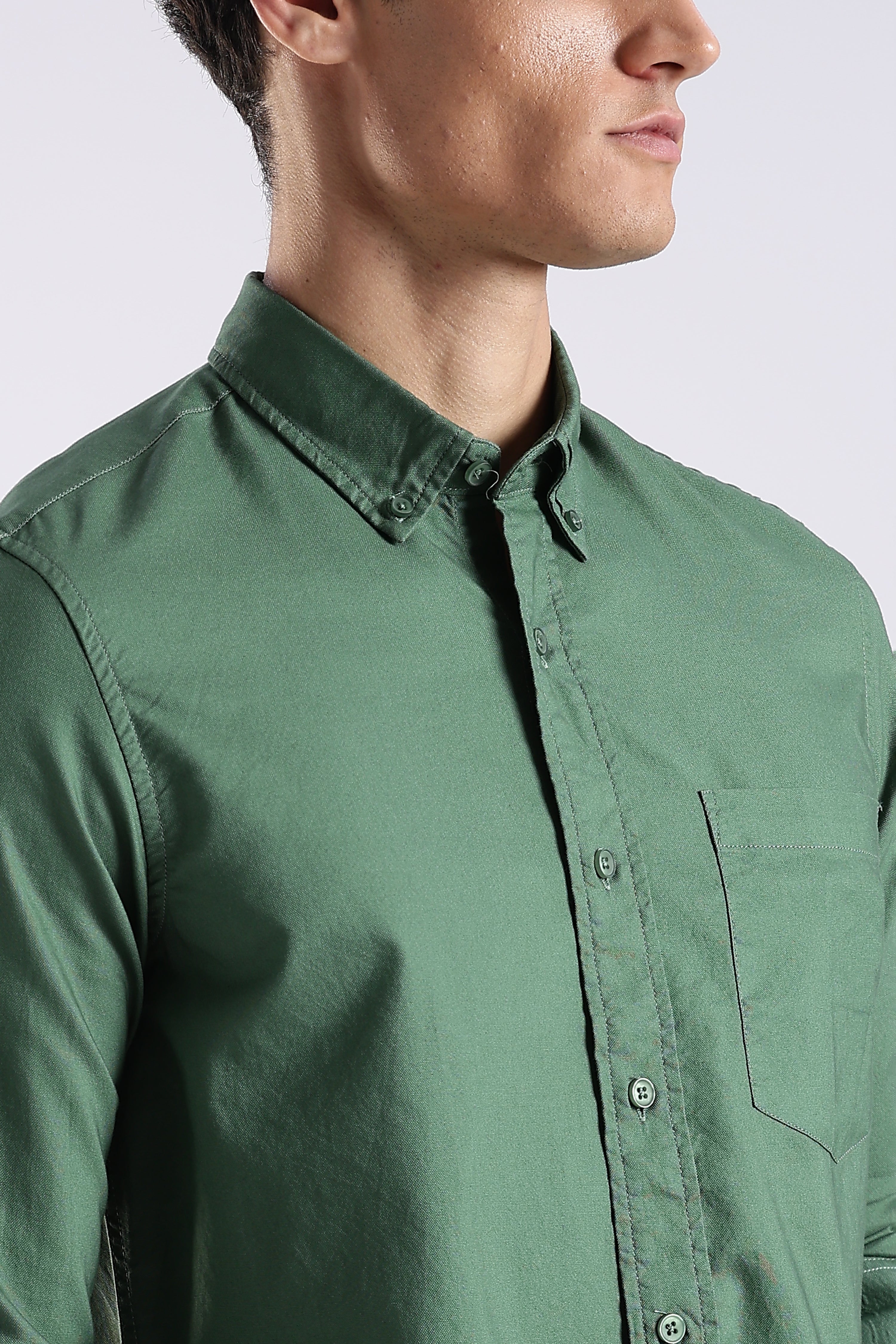 Men Green Oxford Solid Shirt