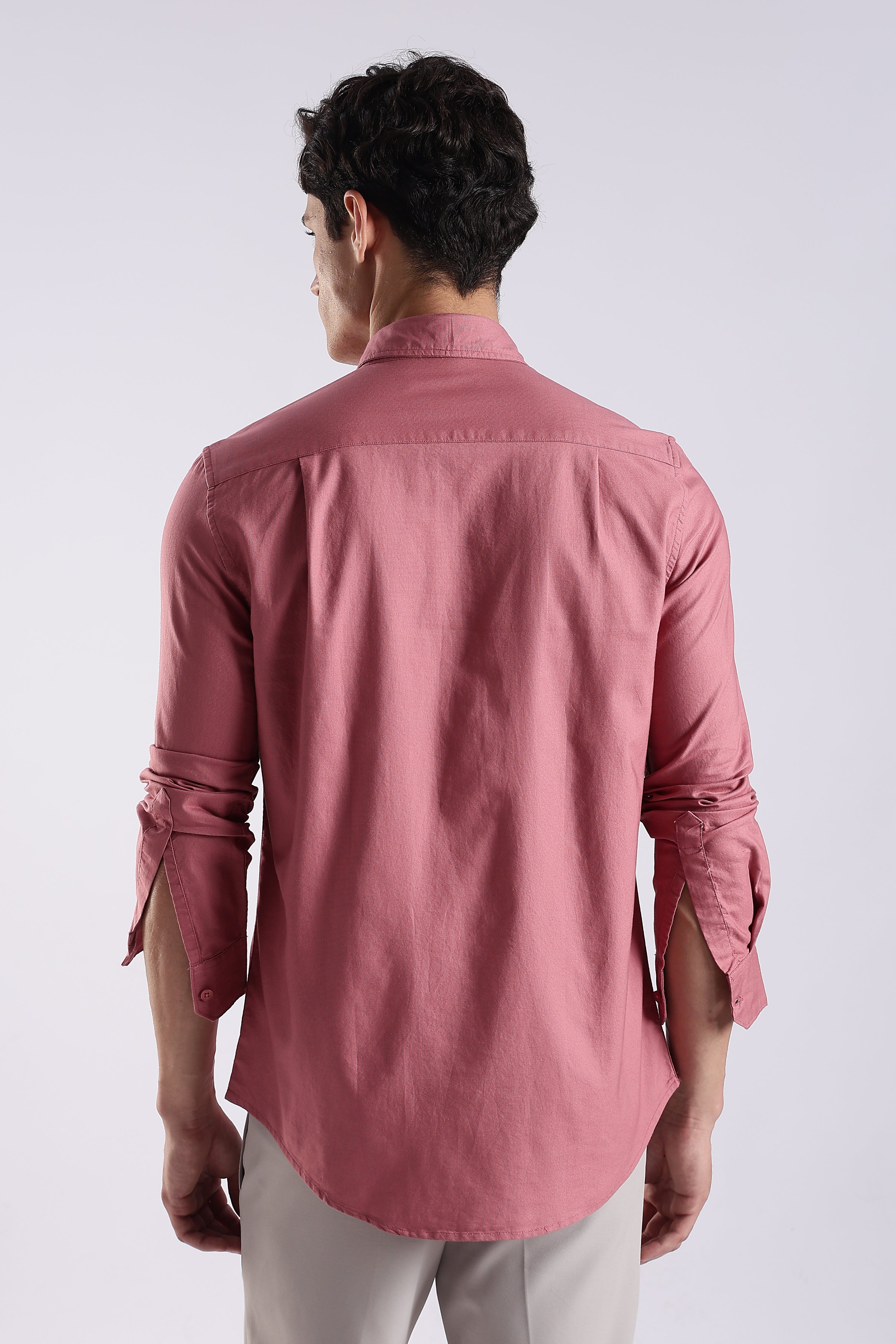 Men Pink Oxford Solid Shirt