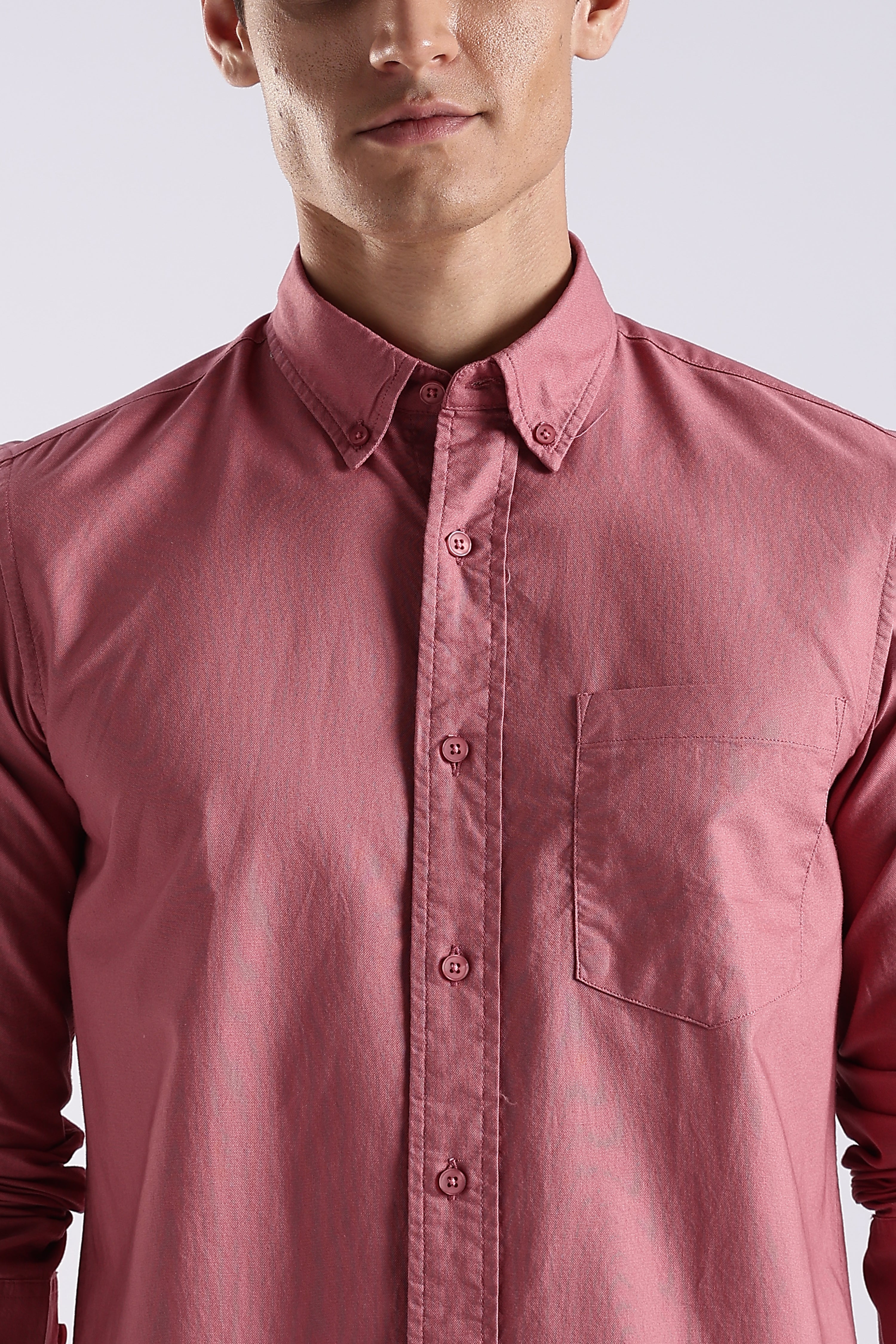 Men Pink Oxford Solid Shirt