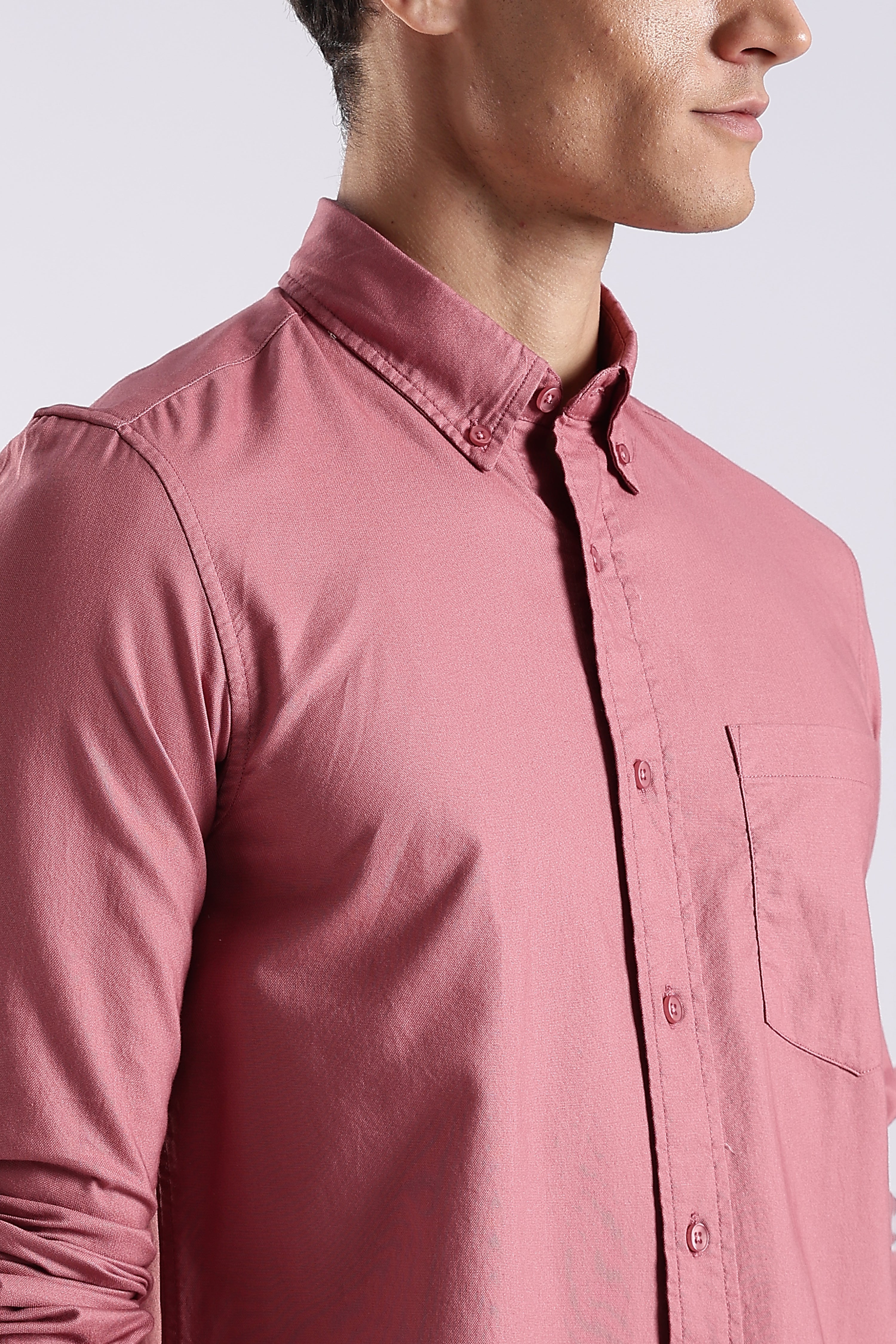 Men Pink Oxford Solid Shirt