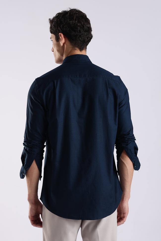 Men Blue Oxford Solid Shirt
