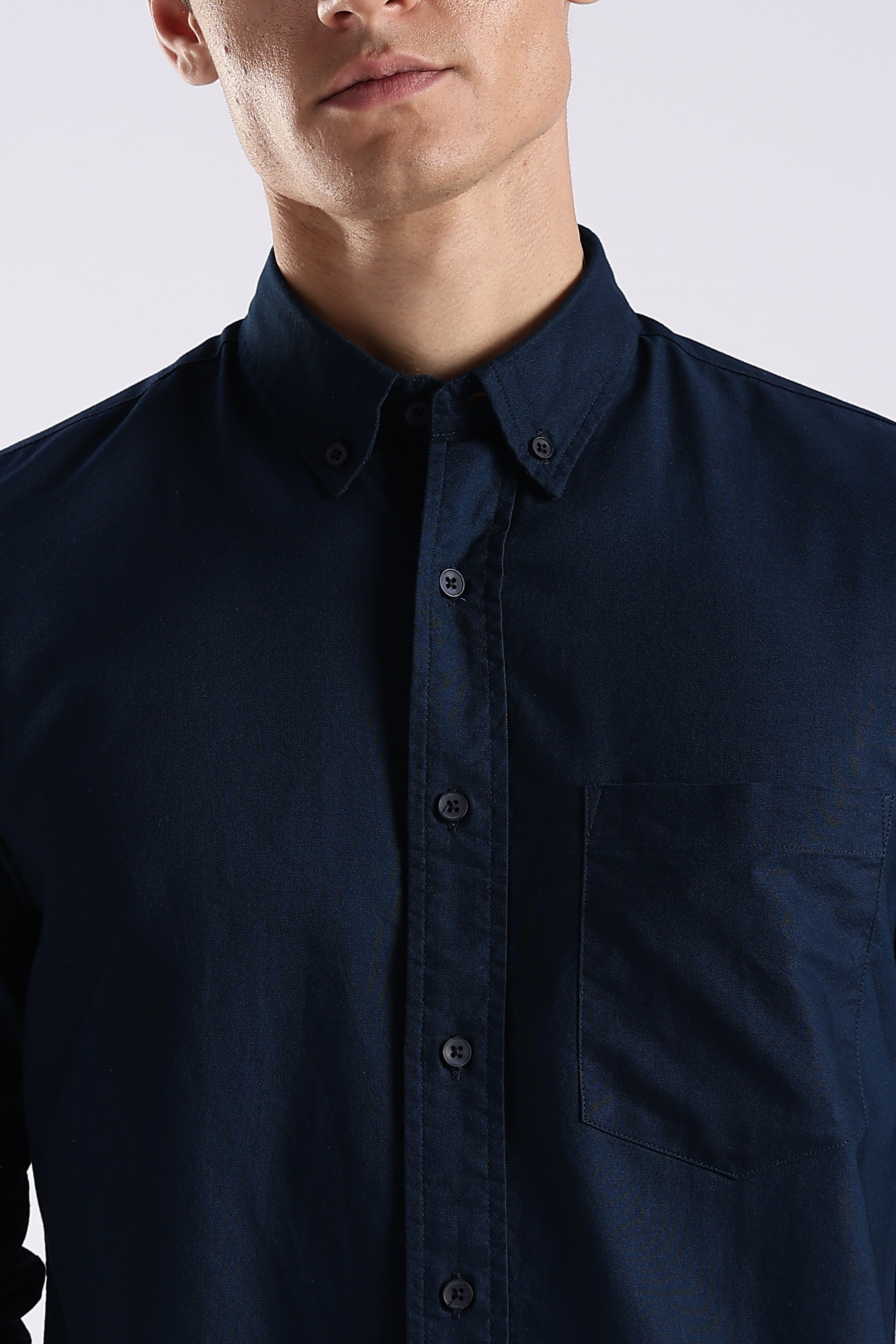 Men Blue Oxford Solid Shirt