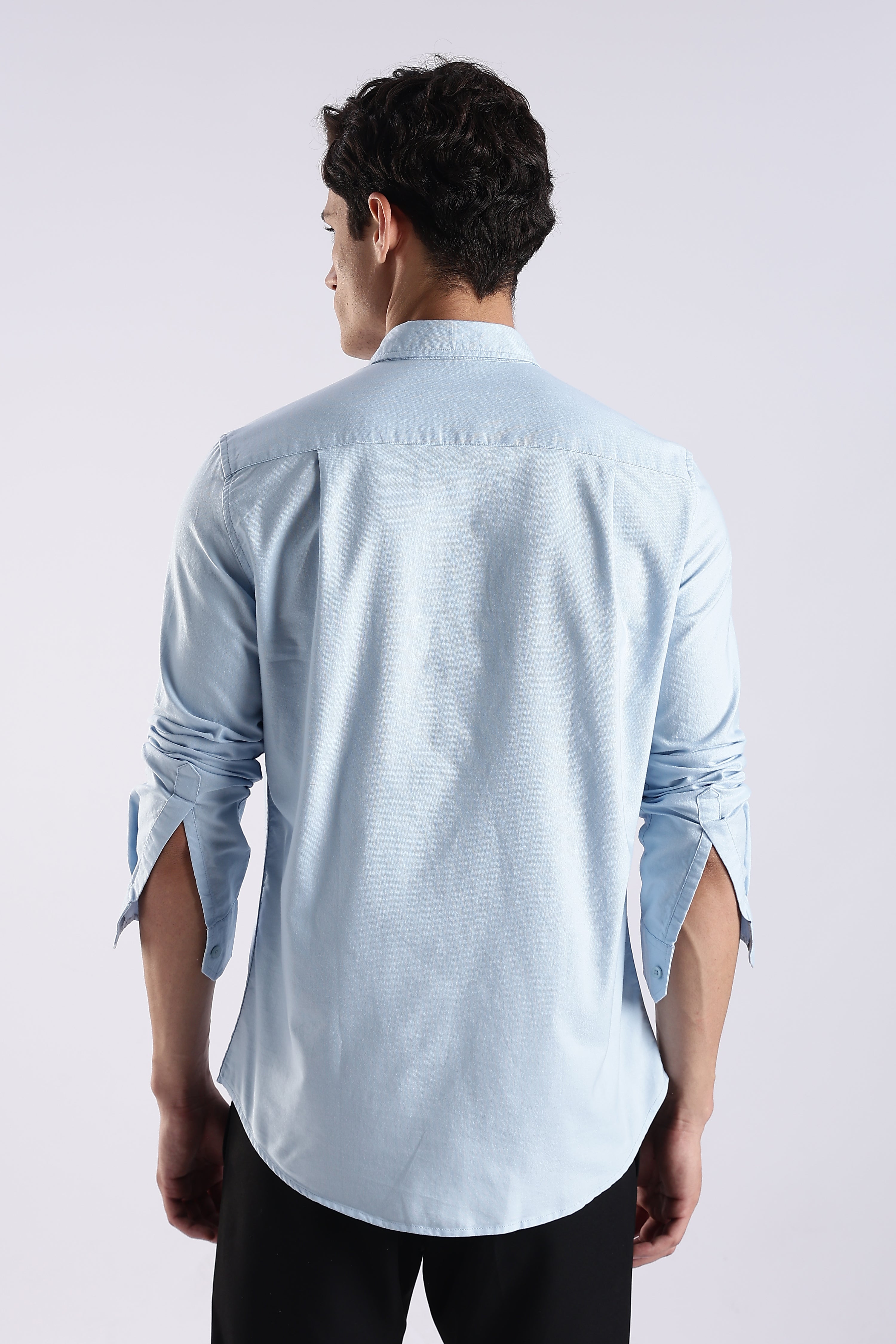 Men Blue Oxford Solid Shirt