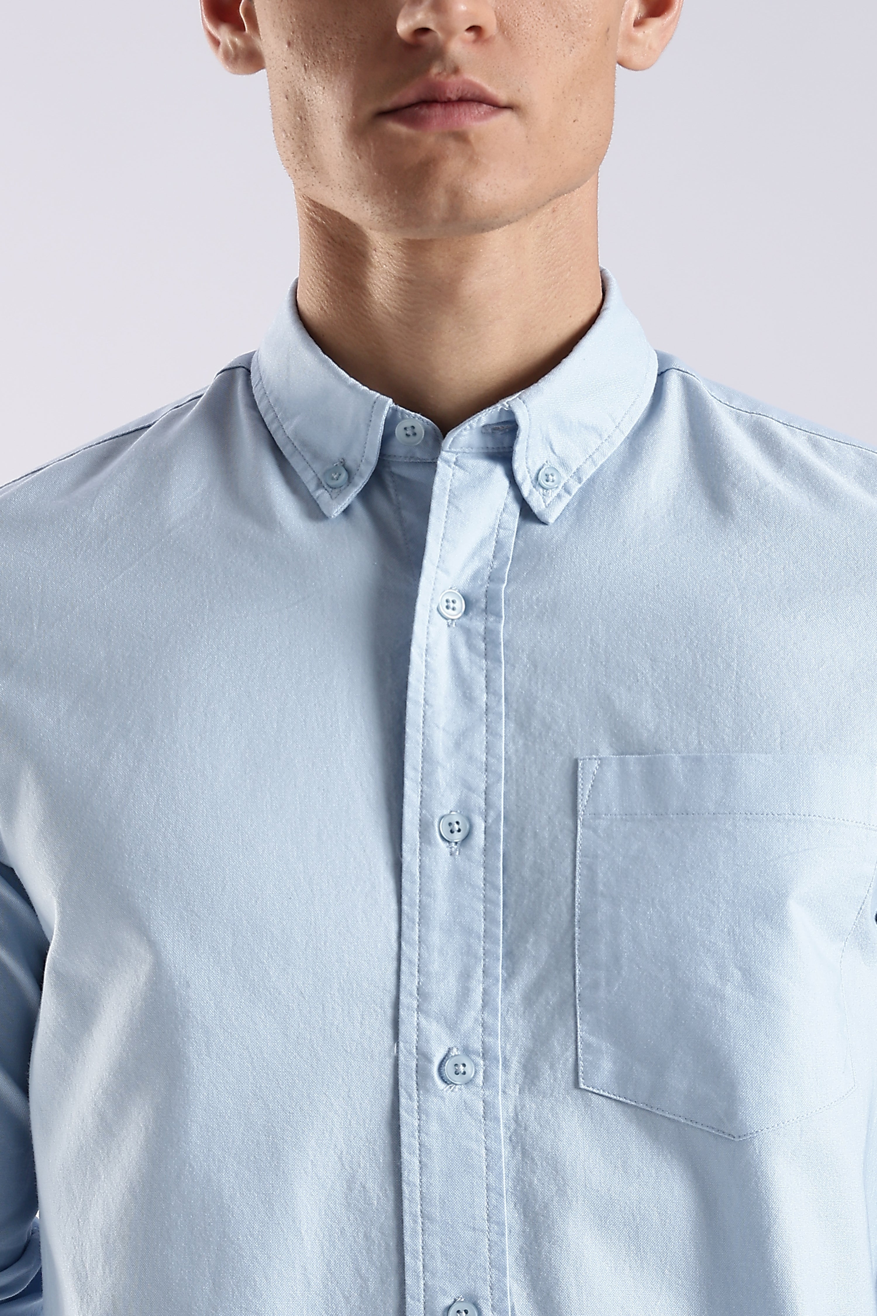 Men Blue Oxford Solid Shirt