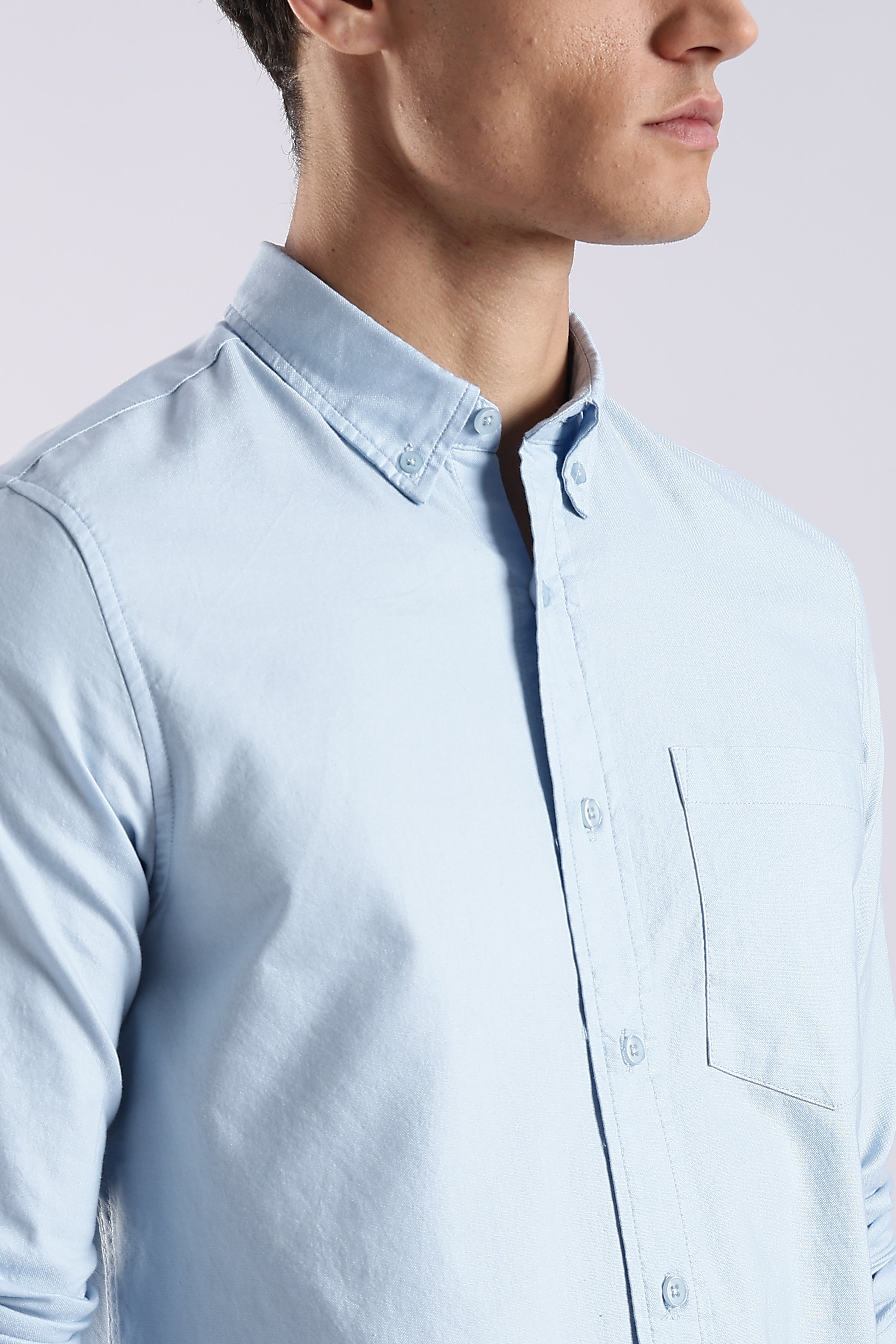 Men Blue Oxford Solid Shirt
