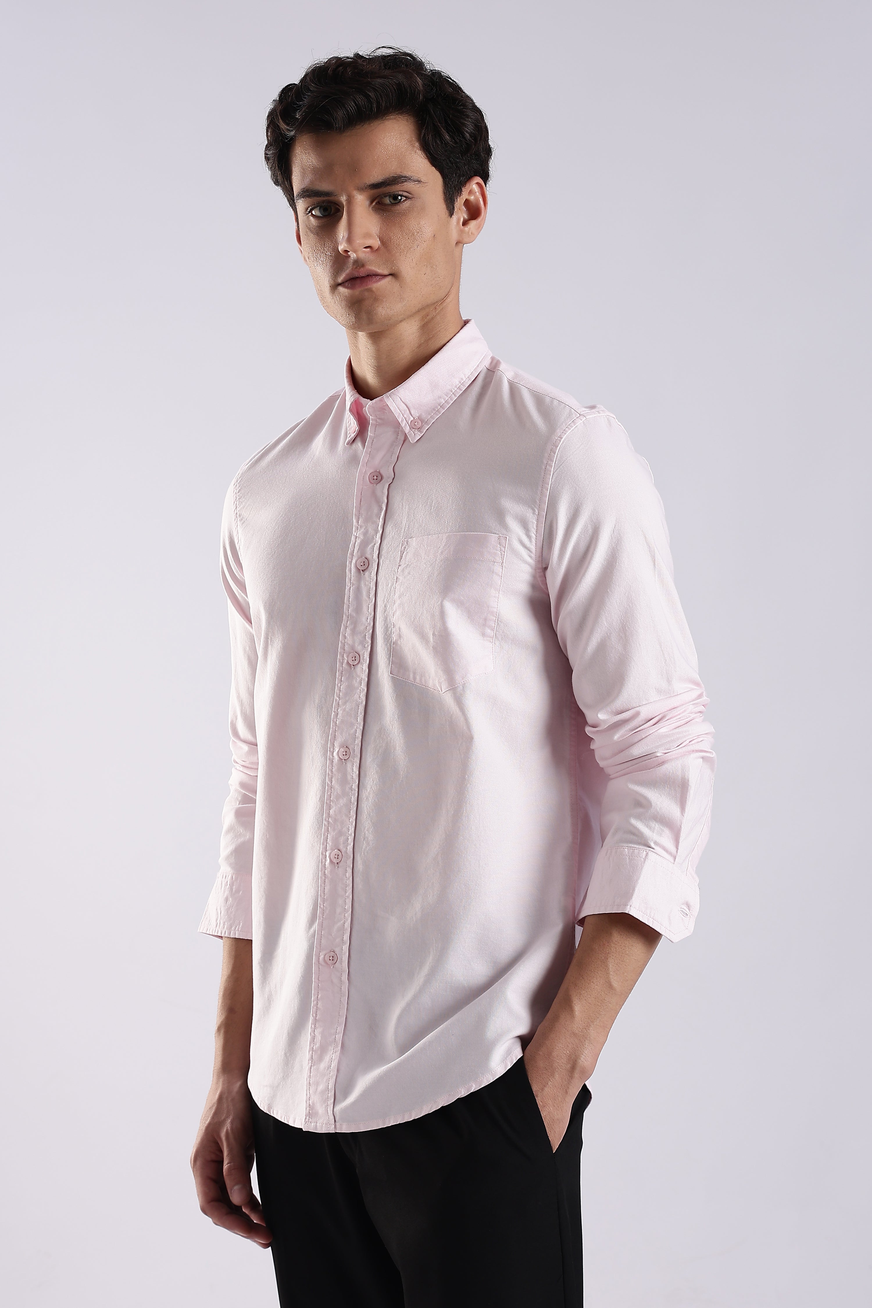Men Pink Oxford Solid Shirt