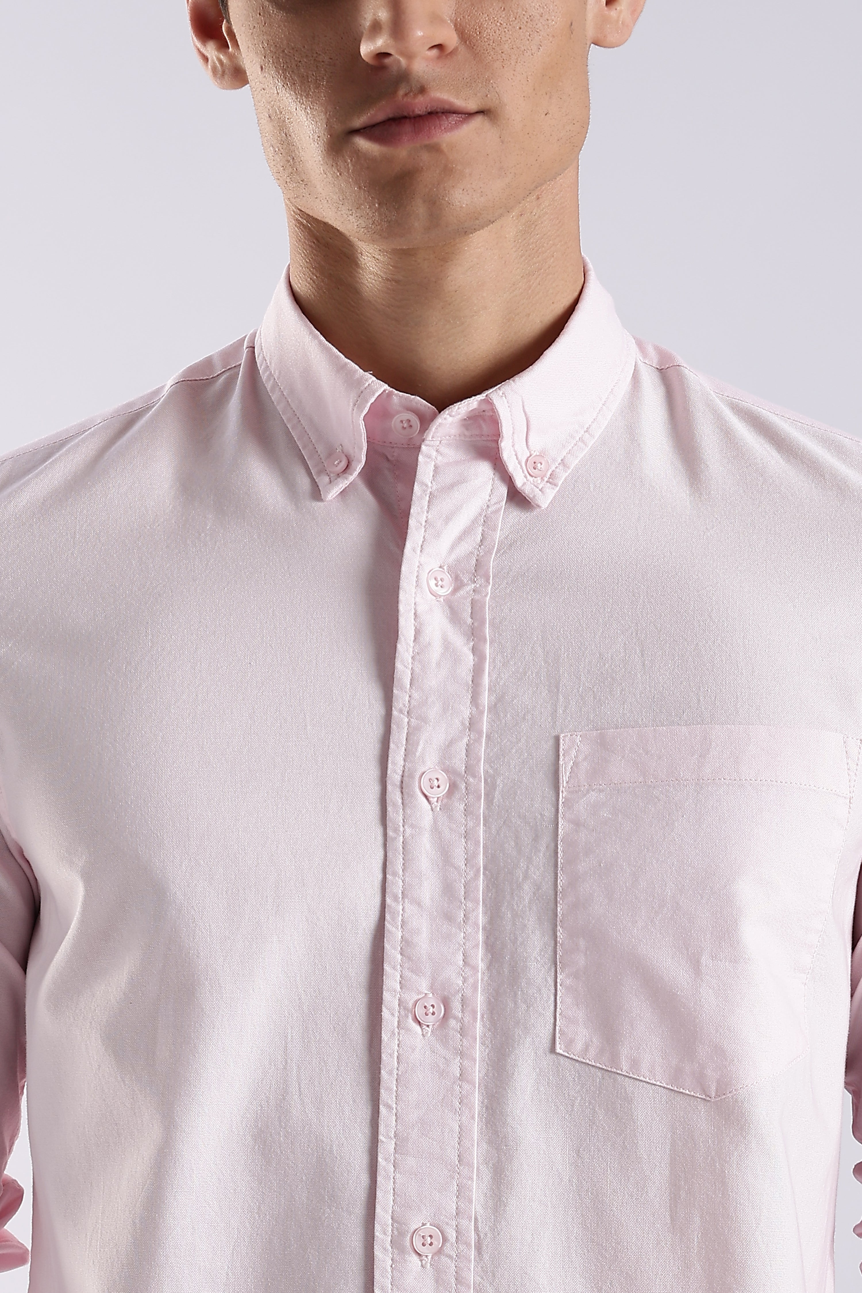 Men Pink Oxford Solid Shirt