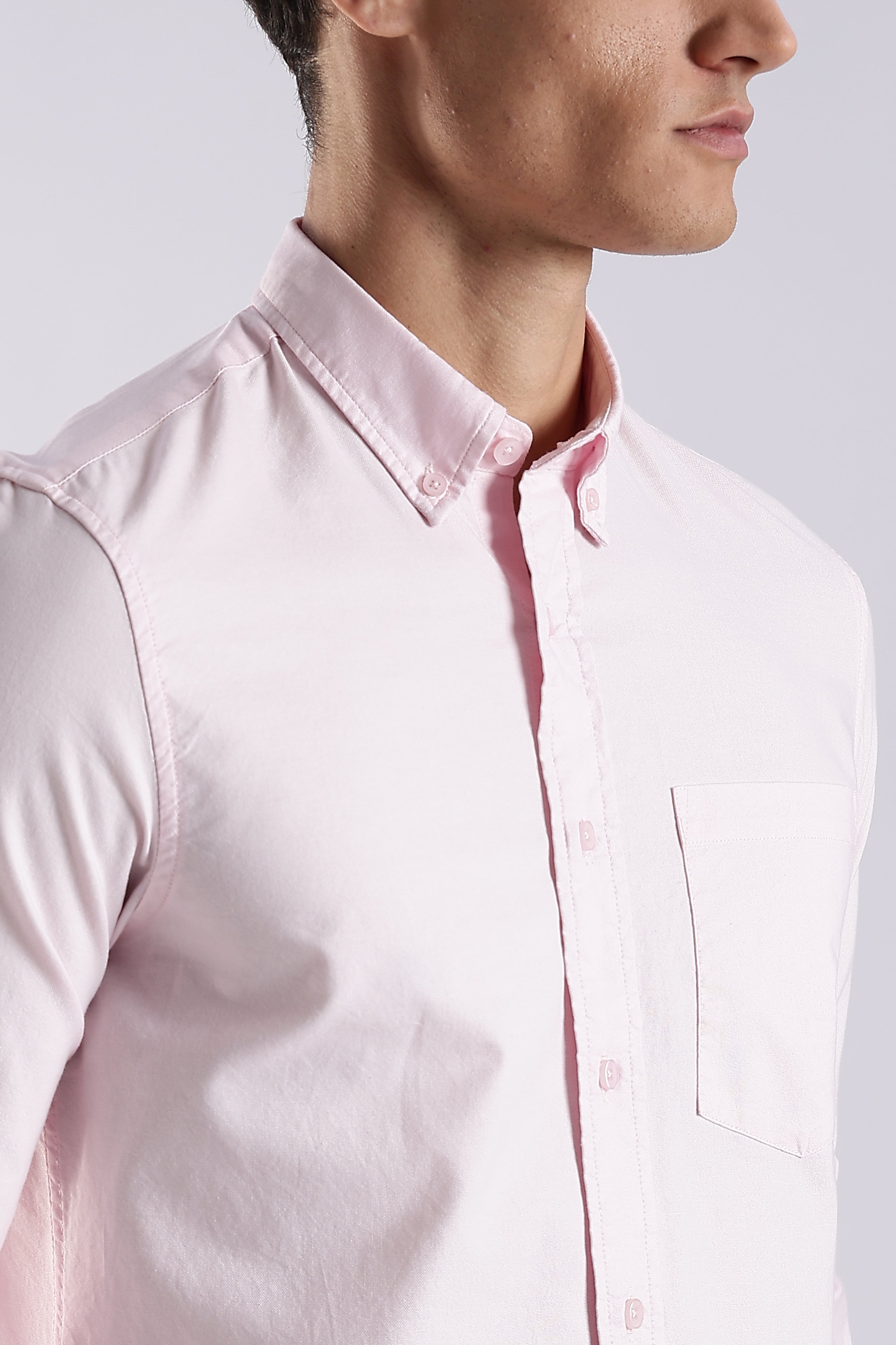Men Pink Oxford Solid Shirt