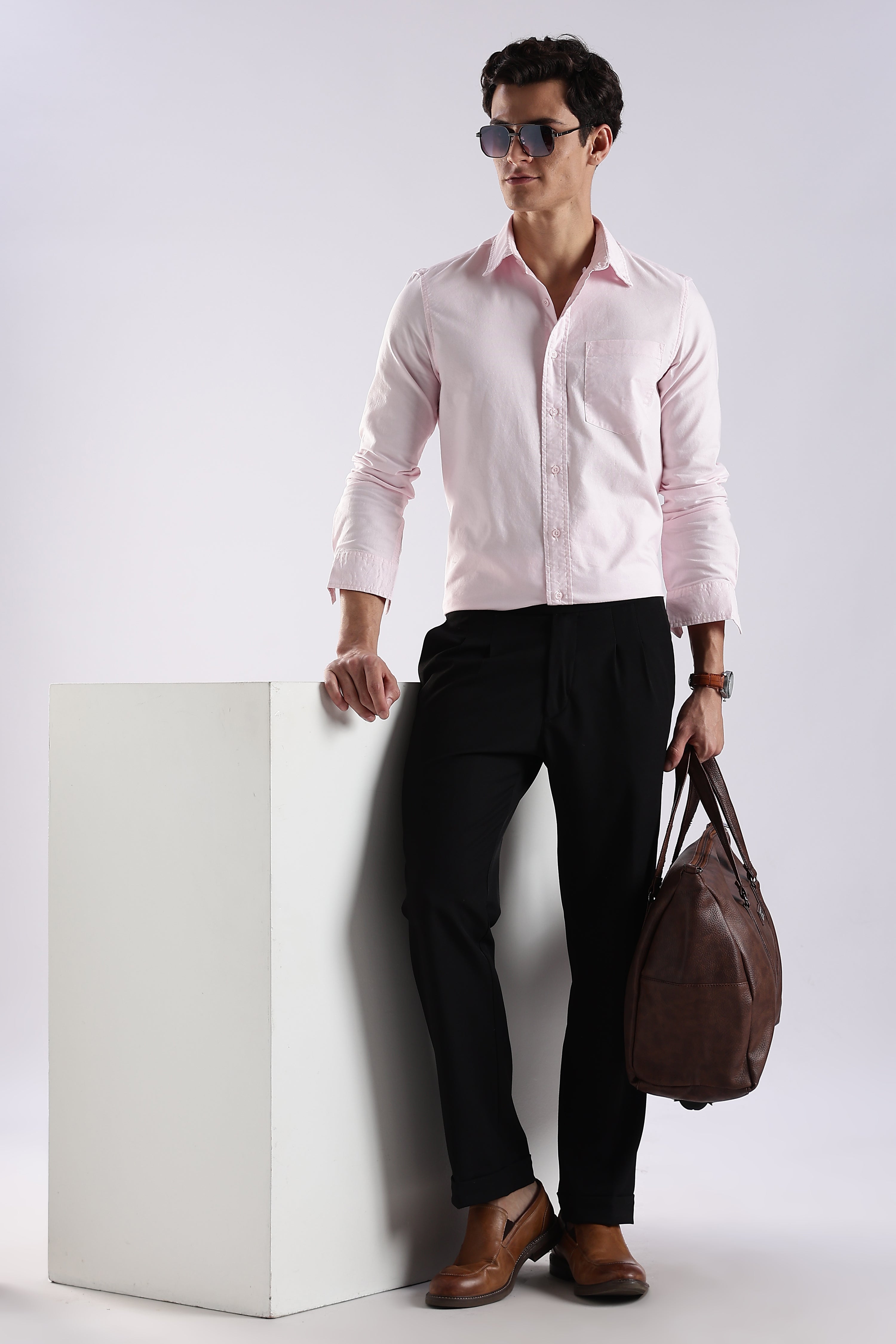 Men Pink Oxford Solid Shirt