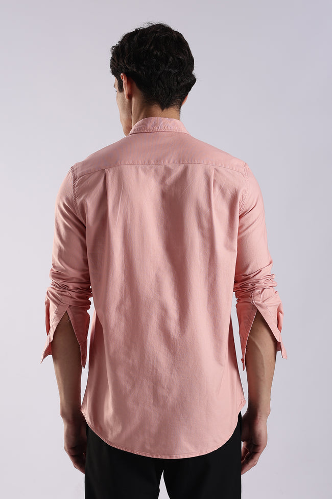 Men Orange Oxford Solid Shirt