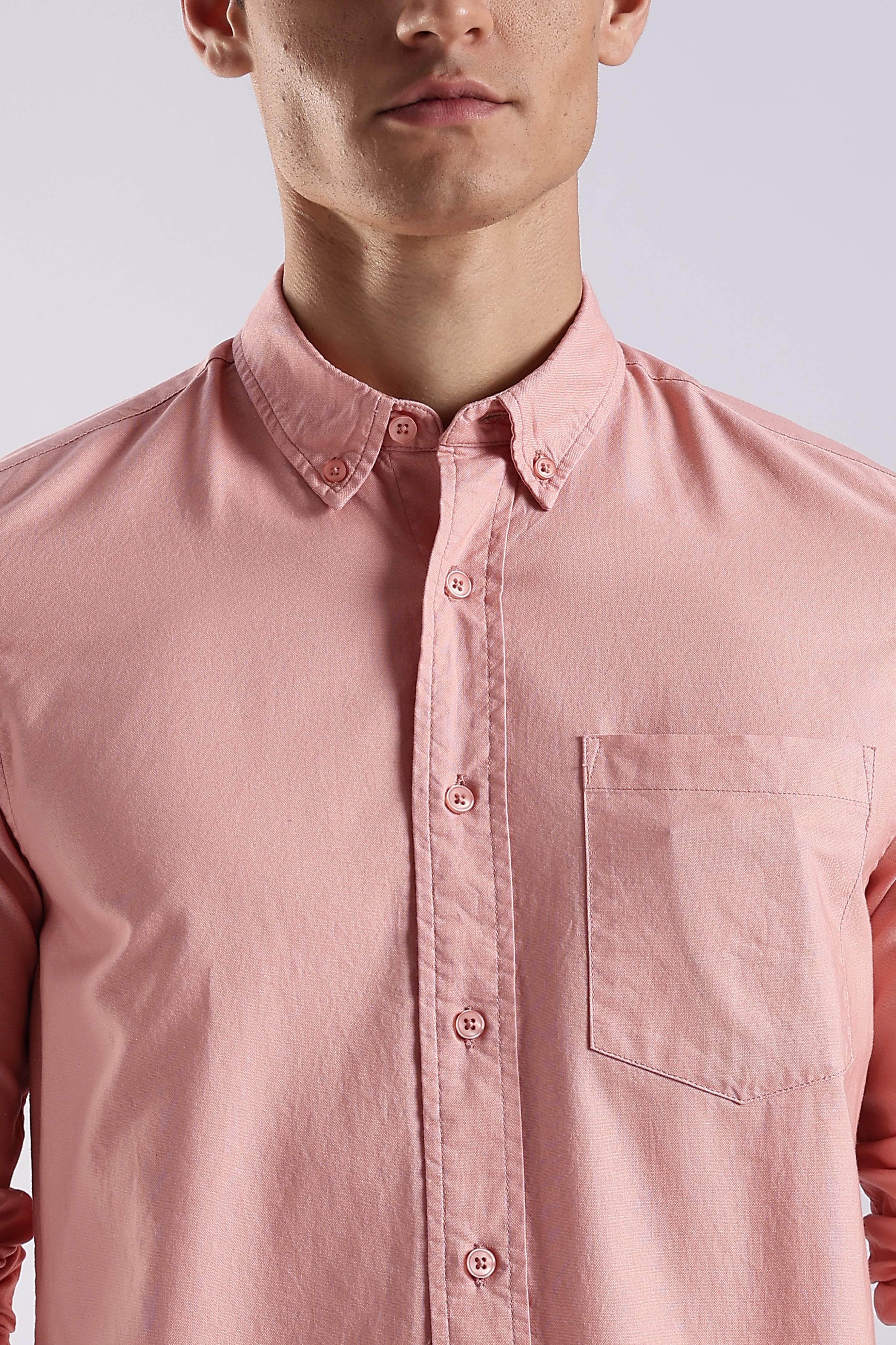 Men Orange Oxford Solid Shirt