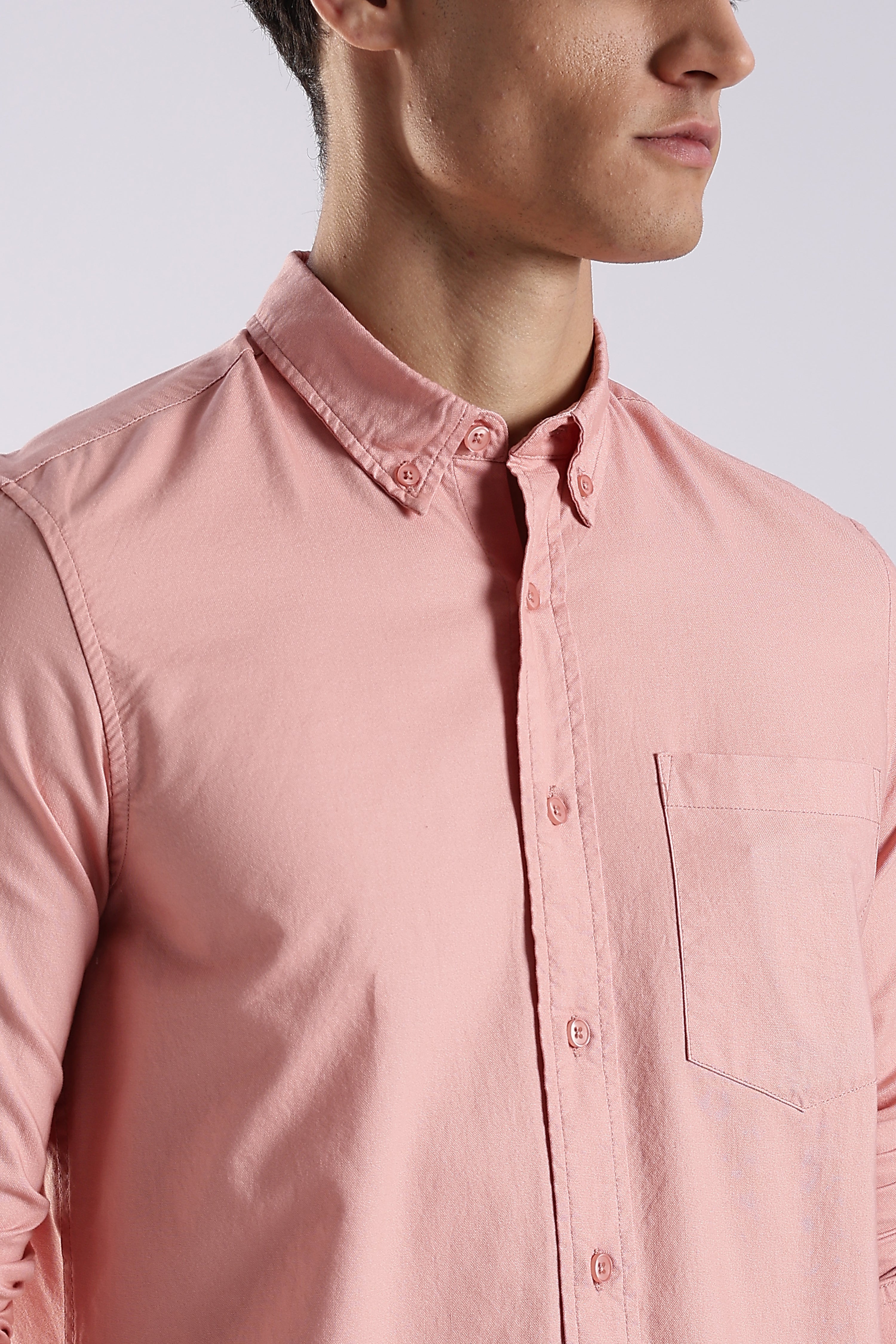 Men Orange Oxford Solid Shirt
