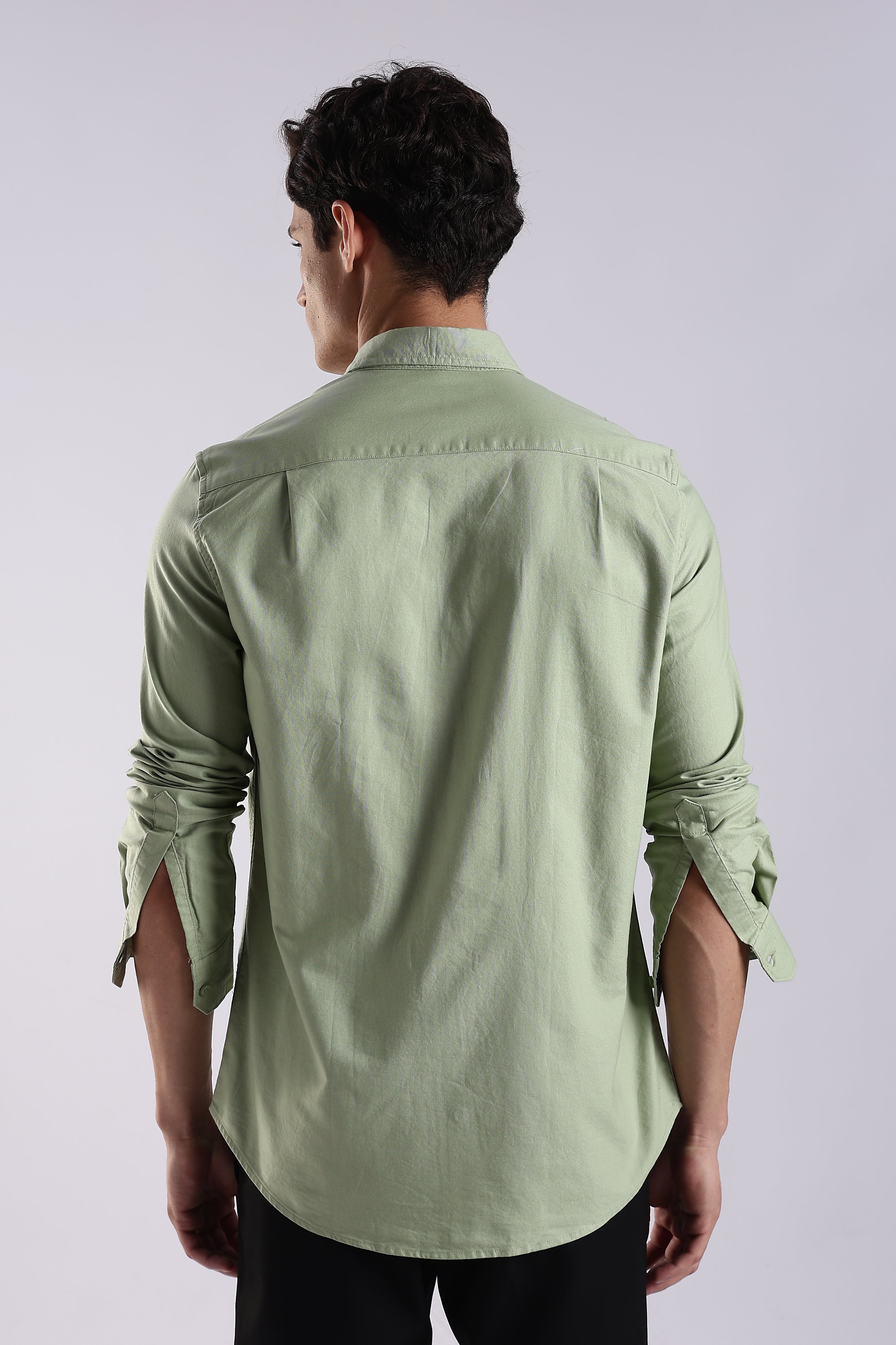 Men Green Oxford Solid Shirt