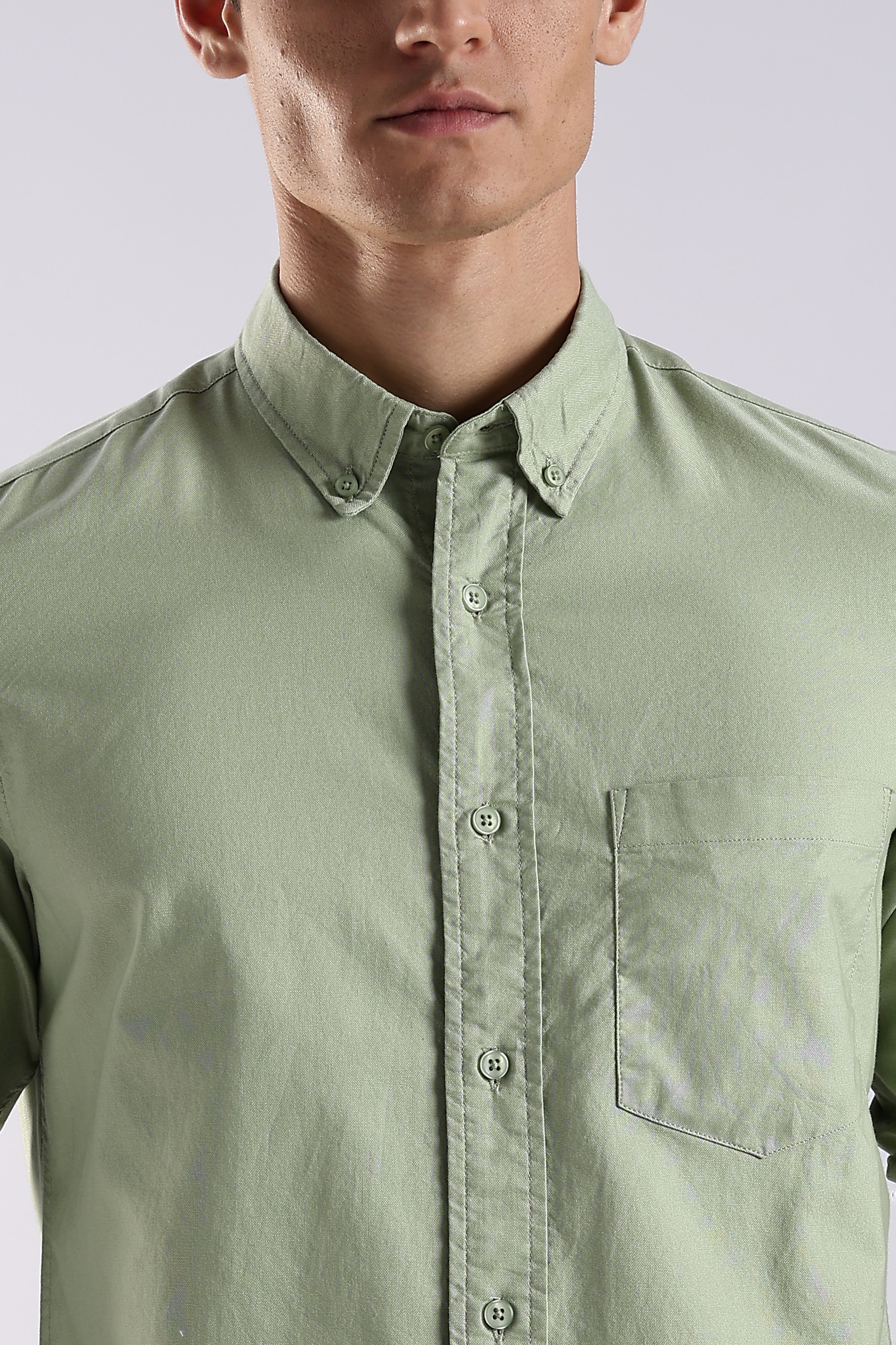 Men Green Oxford Solid Shirt