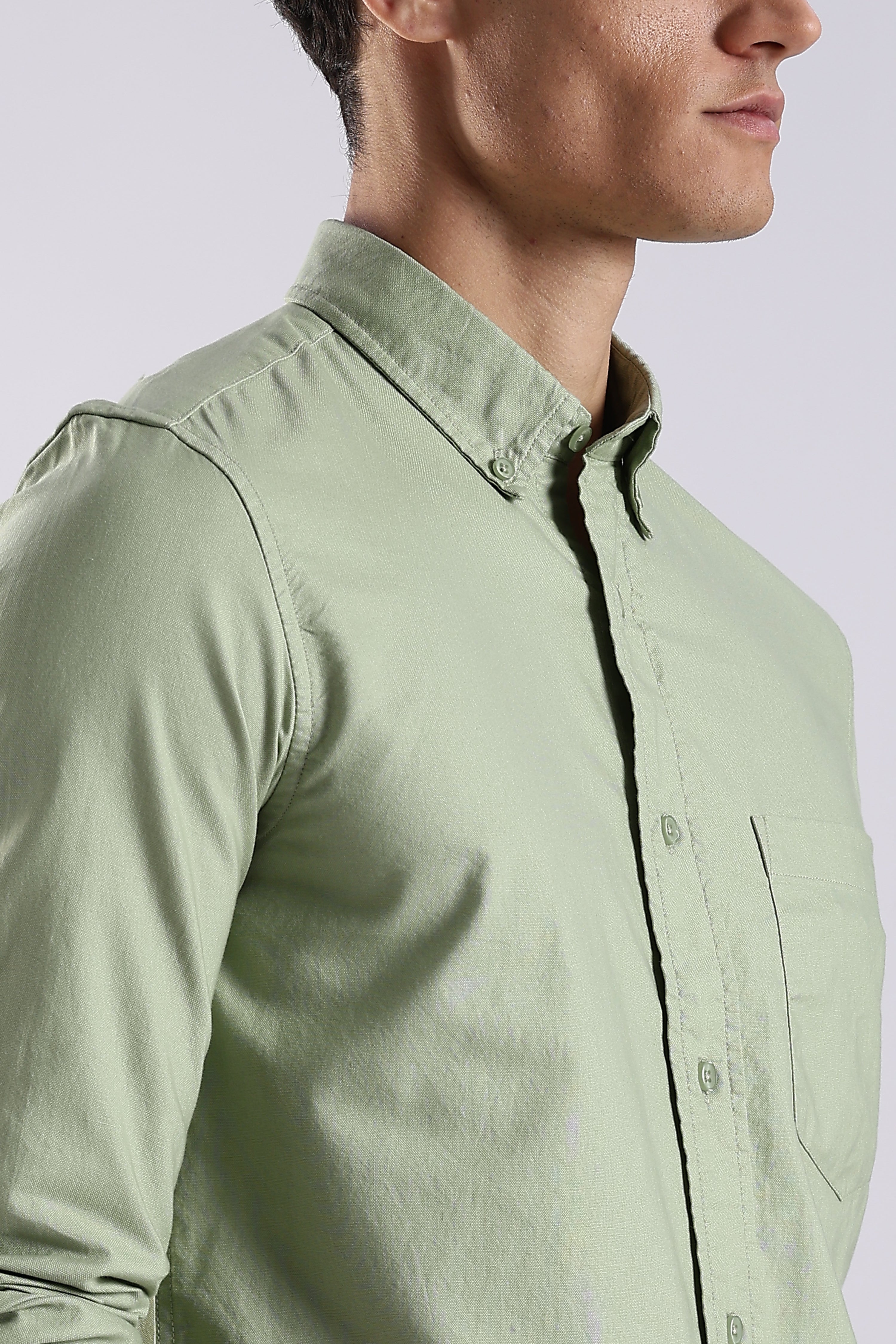 Men Green Oxford Solid Shirt