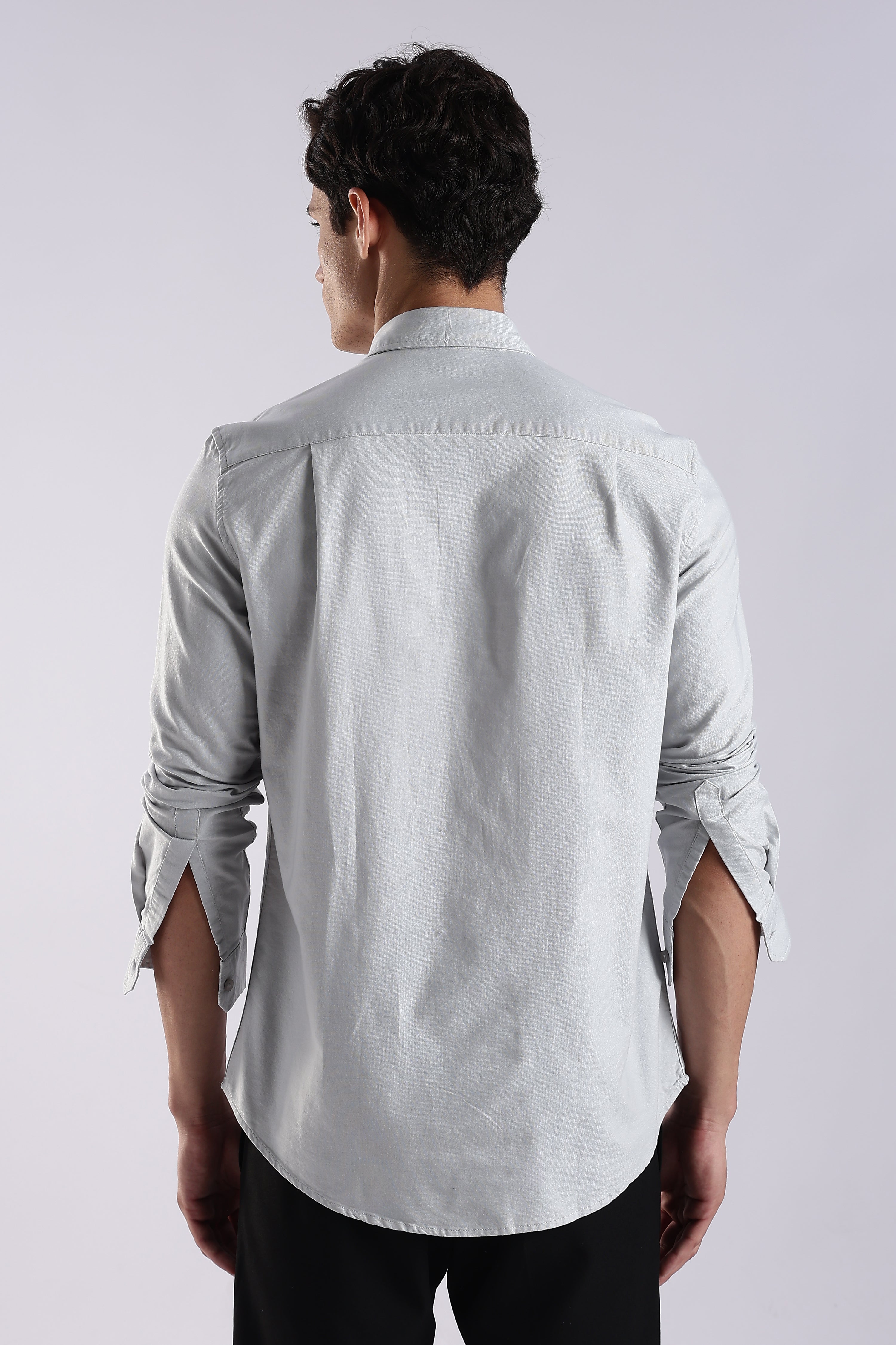 Men Off White Oxford Solid Shirt