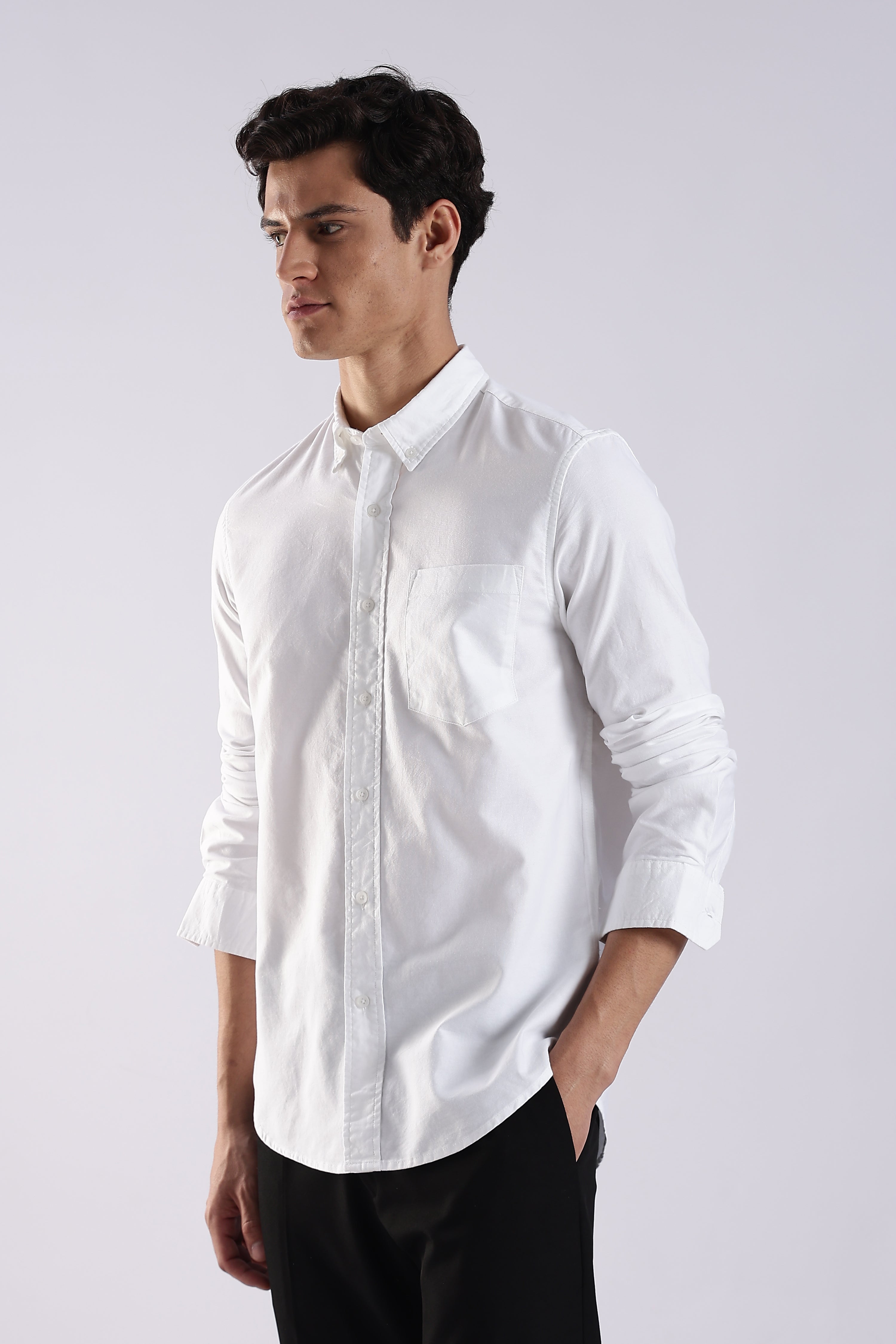Men White Oxford Solid Shirt