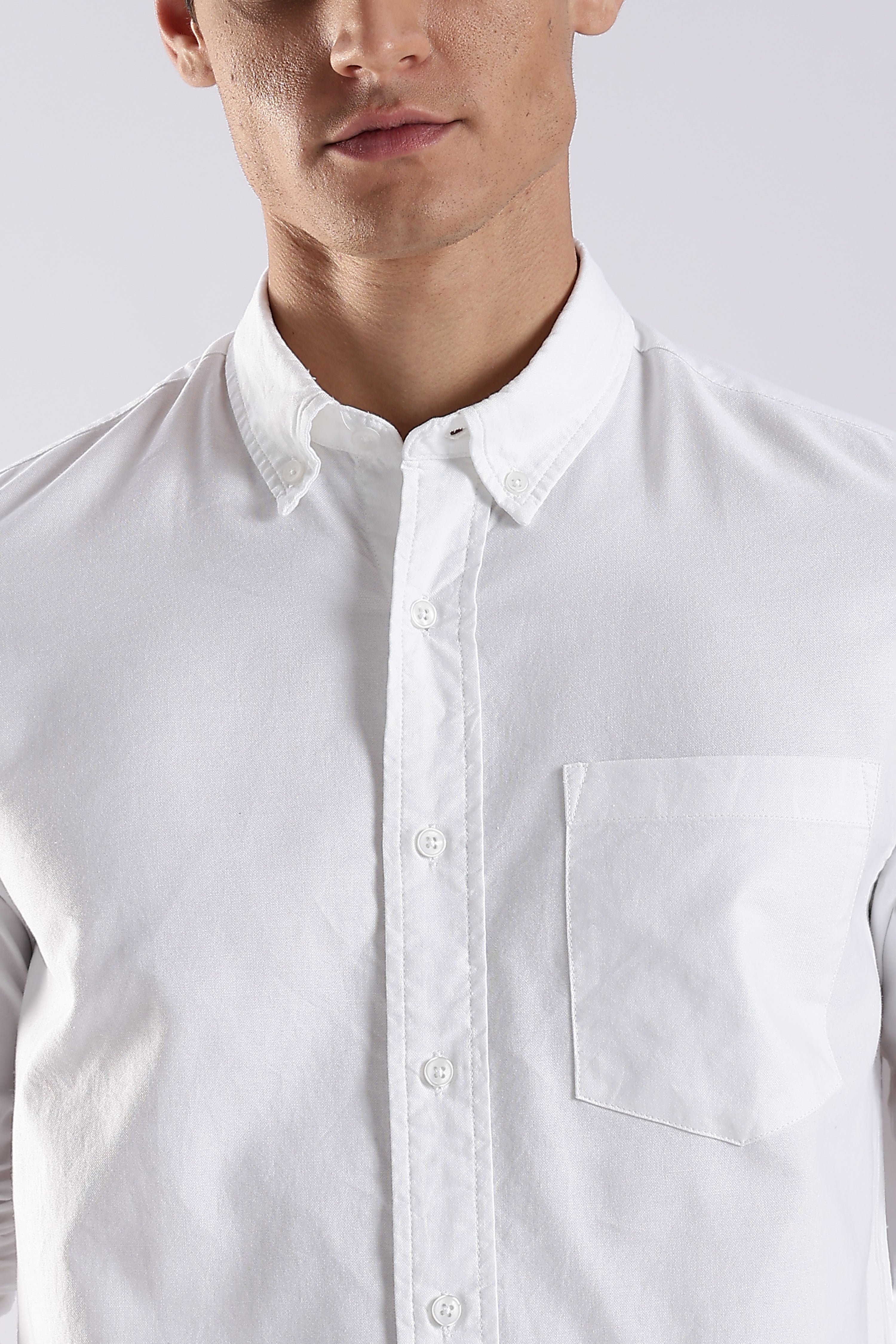 Men White Oxford Solid Shirt