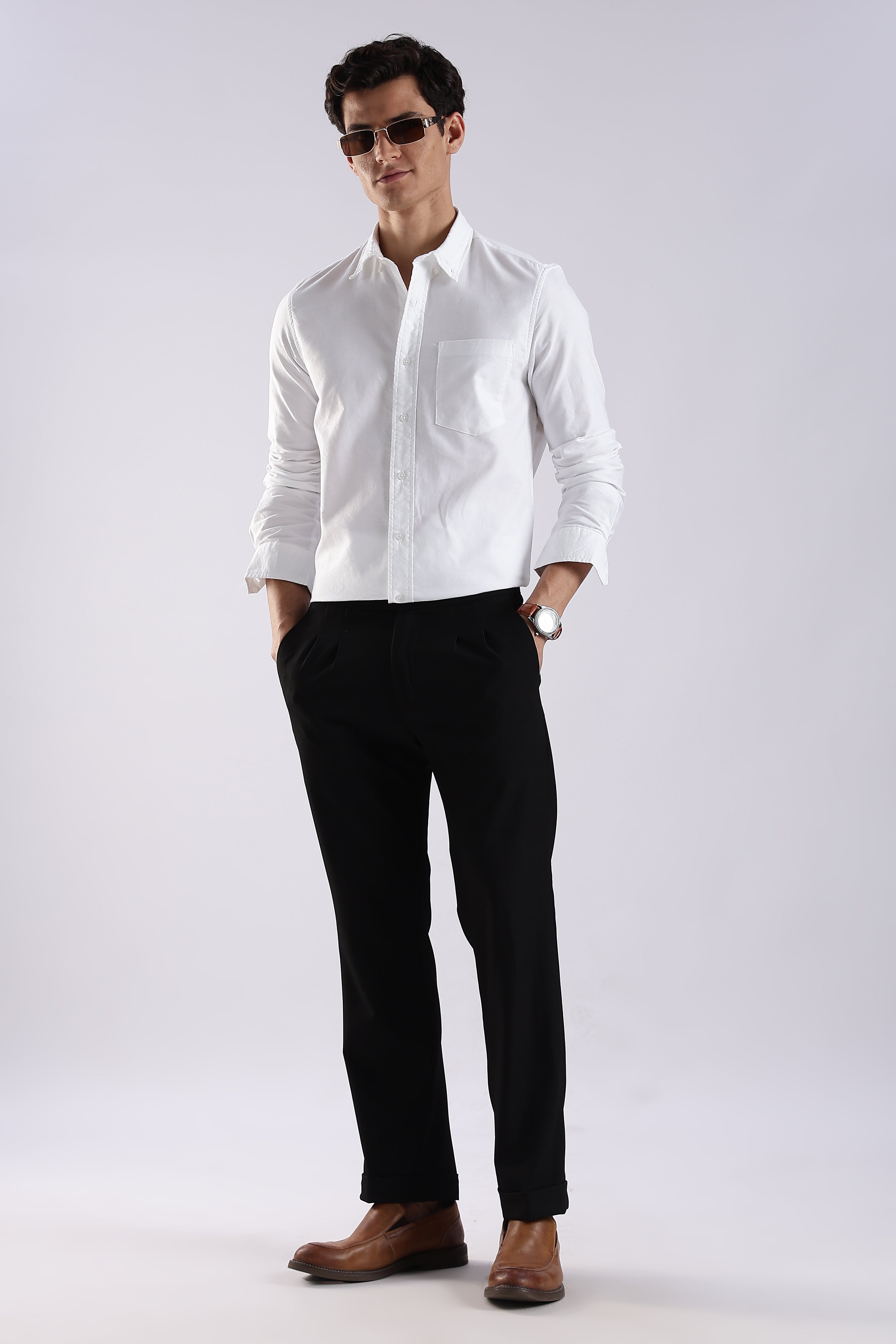 Men White Oxford Solid Shirt