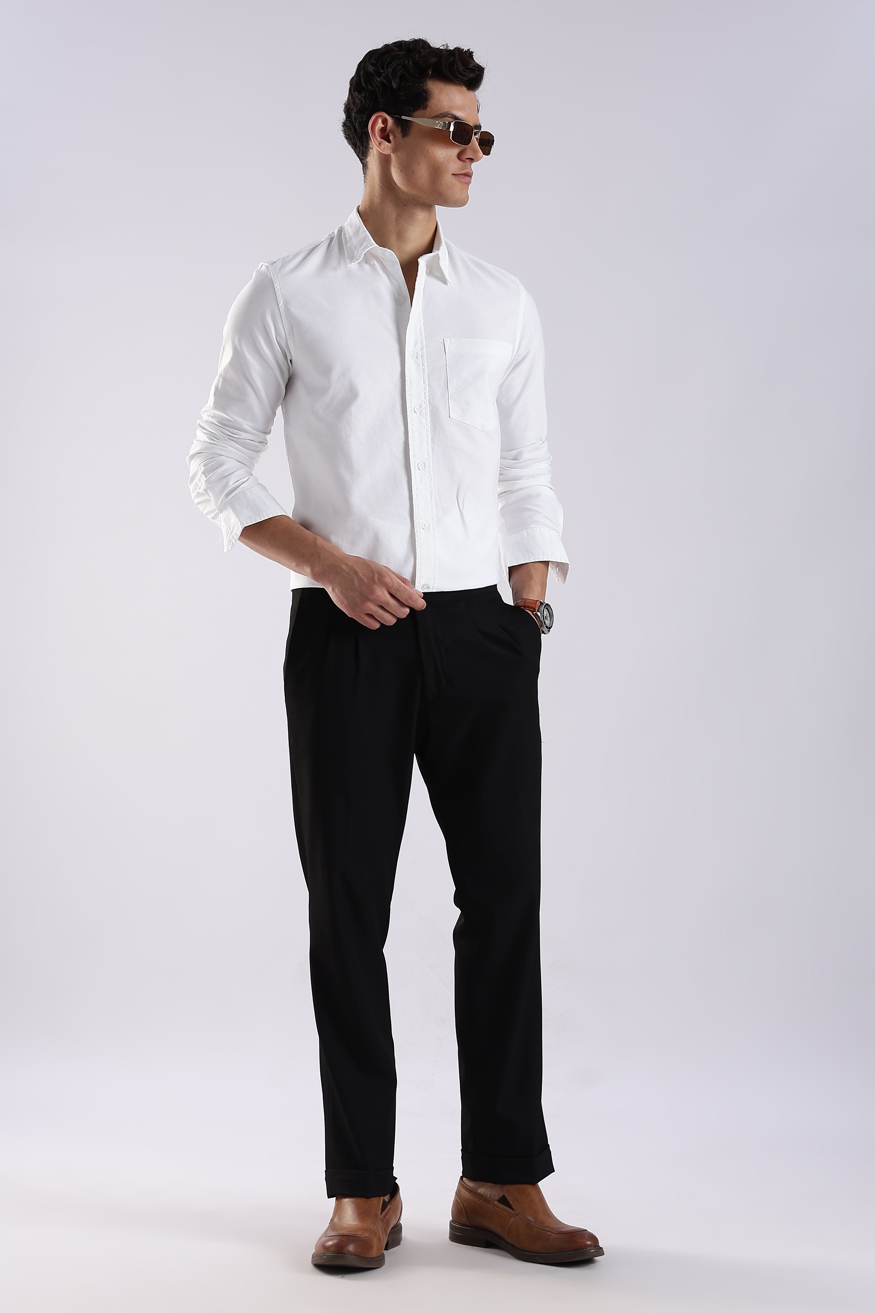 Men White Oxford Solid Shirt