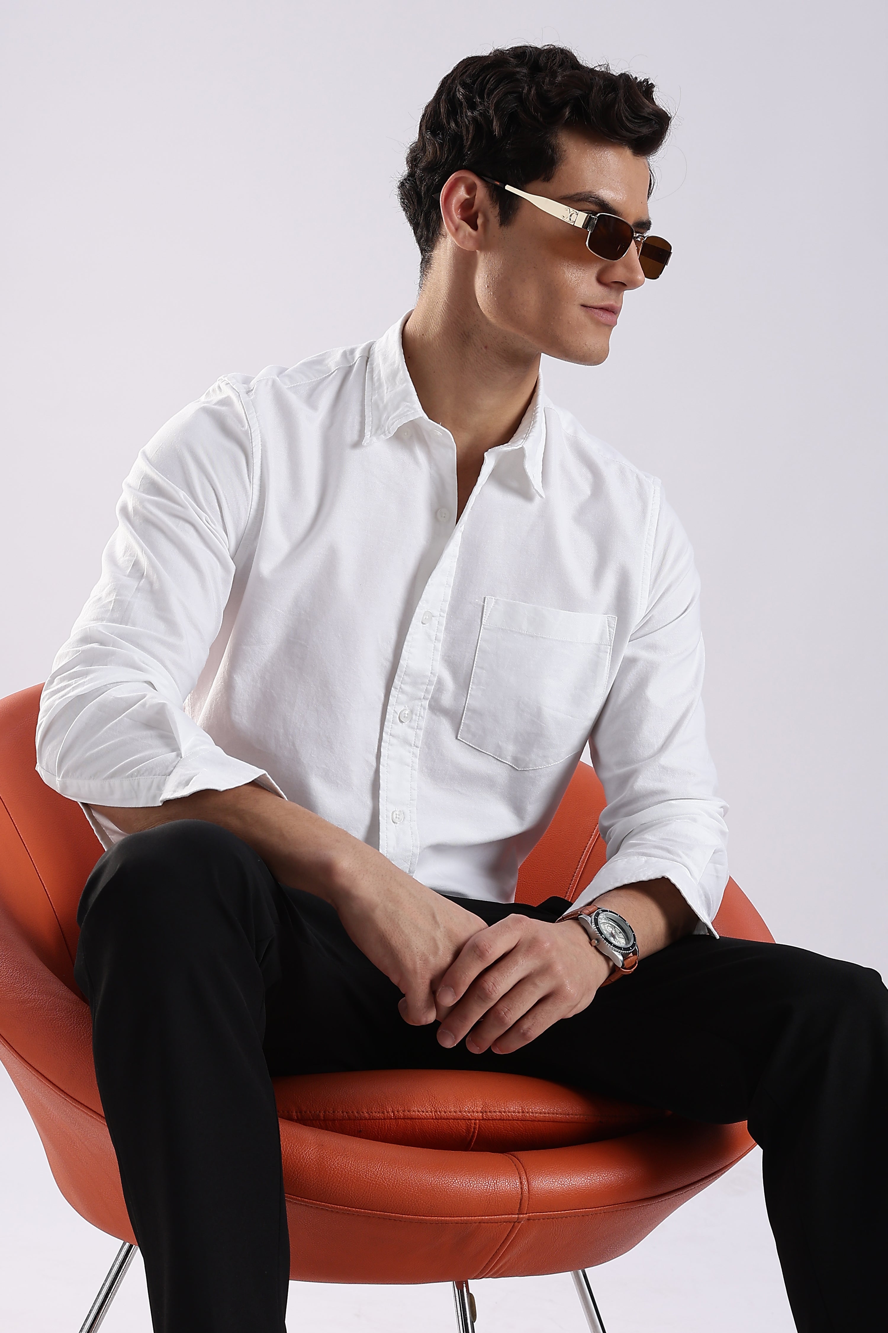 Men White Oxford Solid Shirt
