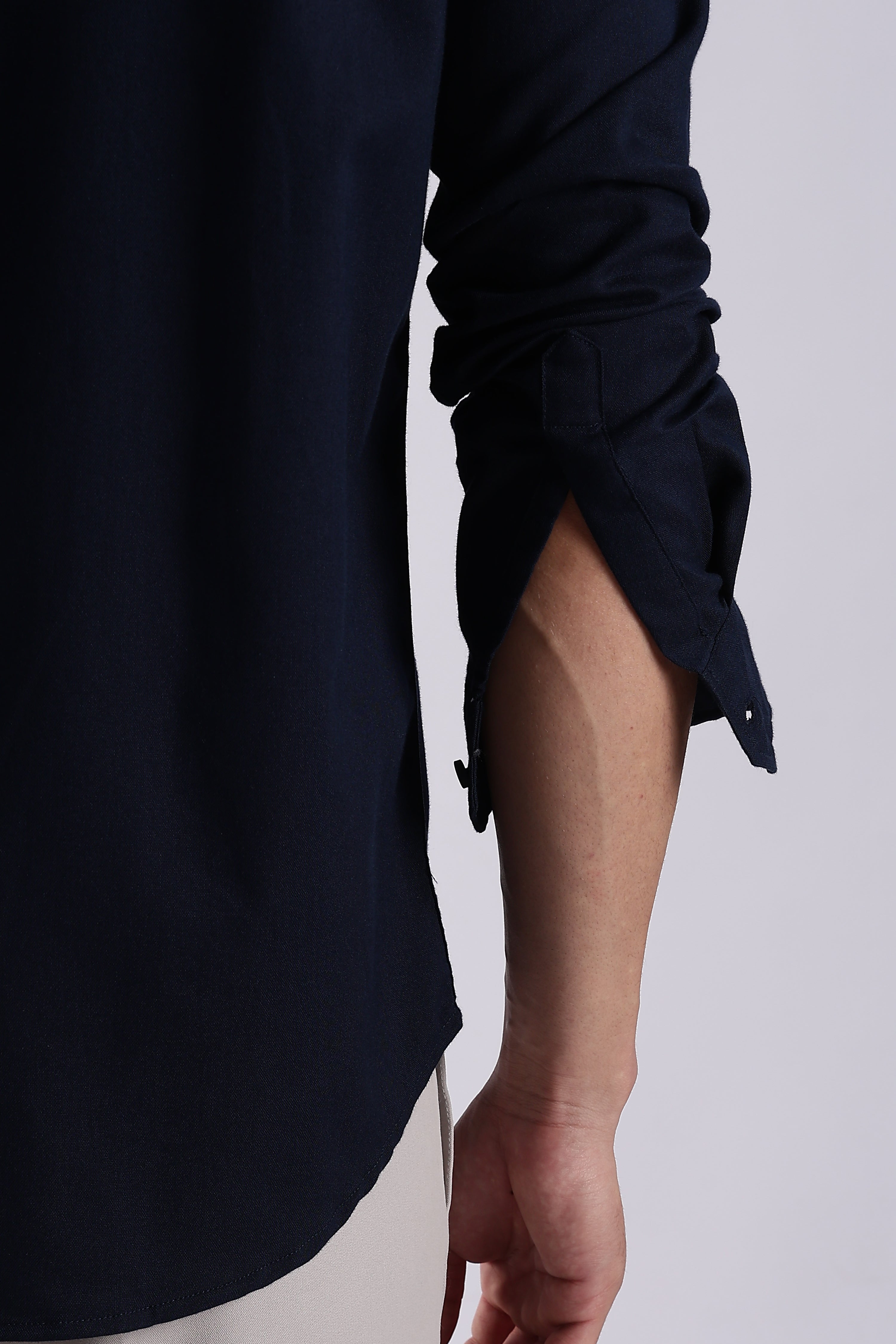 Men Navy Blue Oxford Solid Shirt