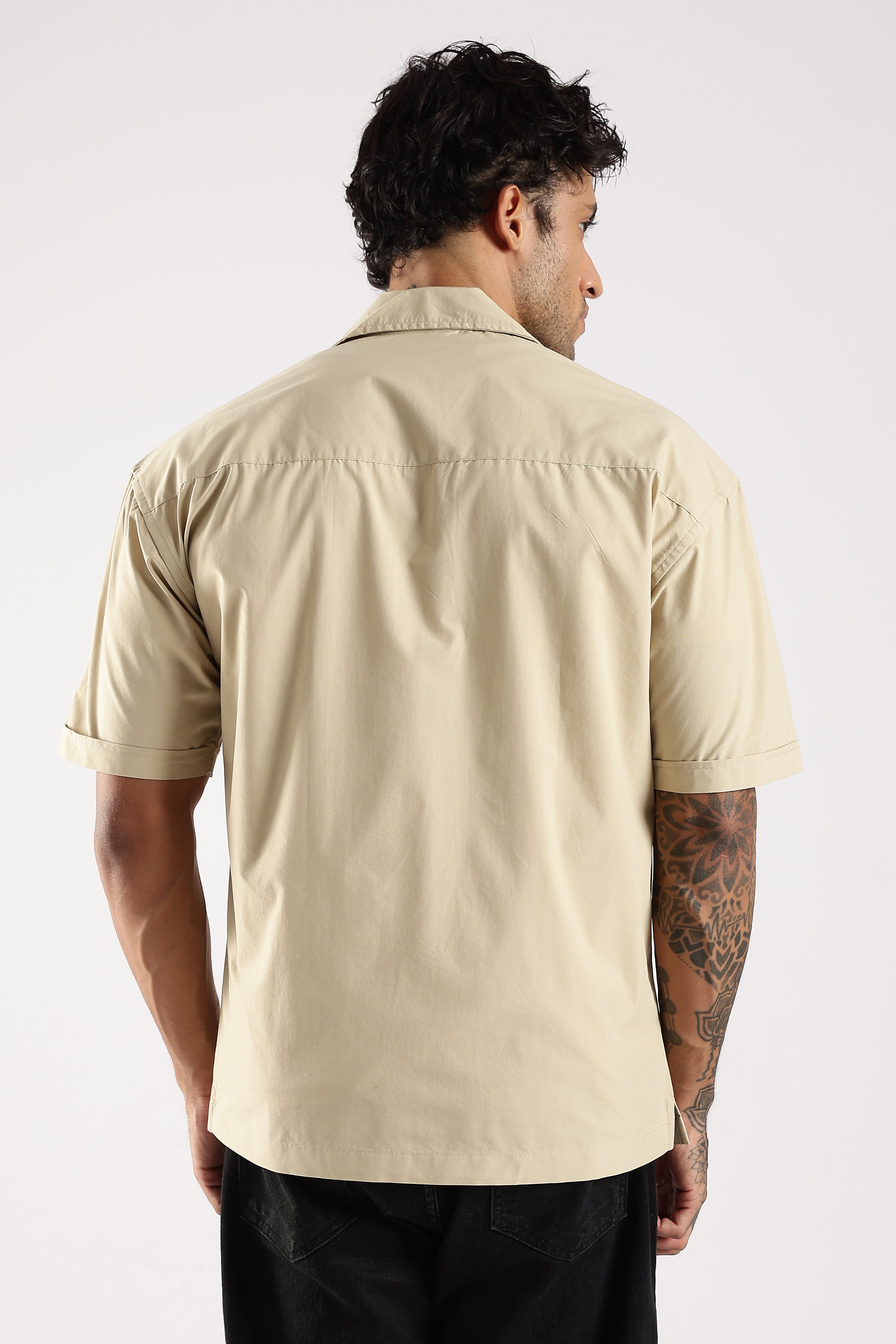Men Cream Slim Fit Shirt