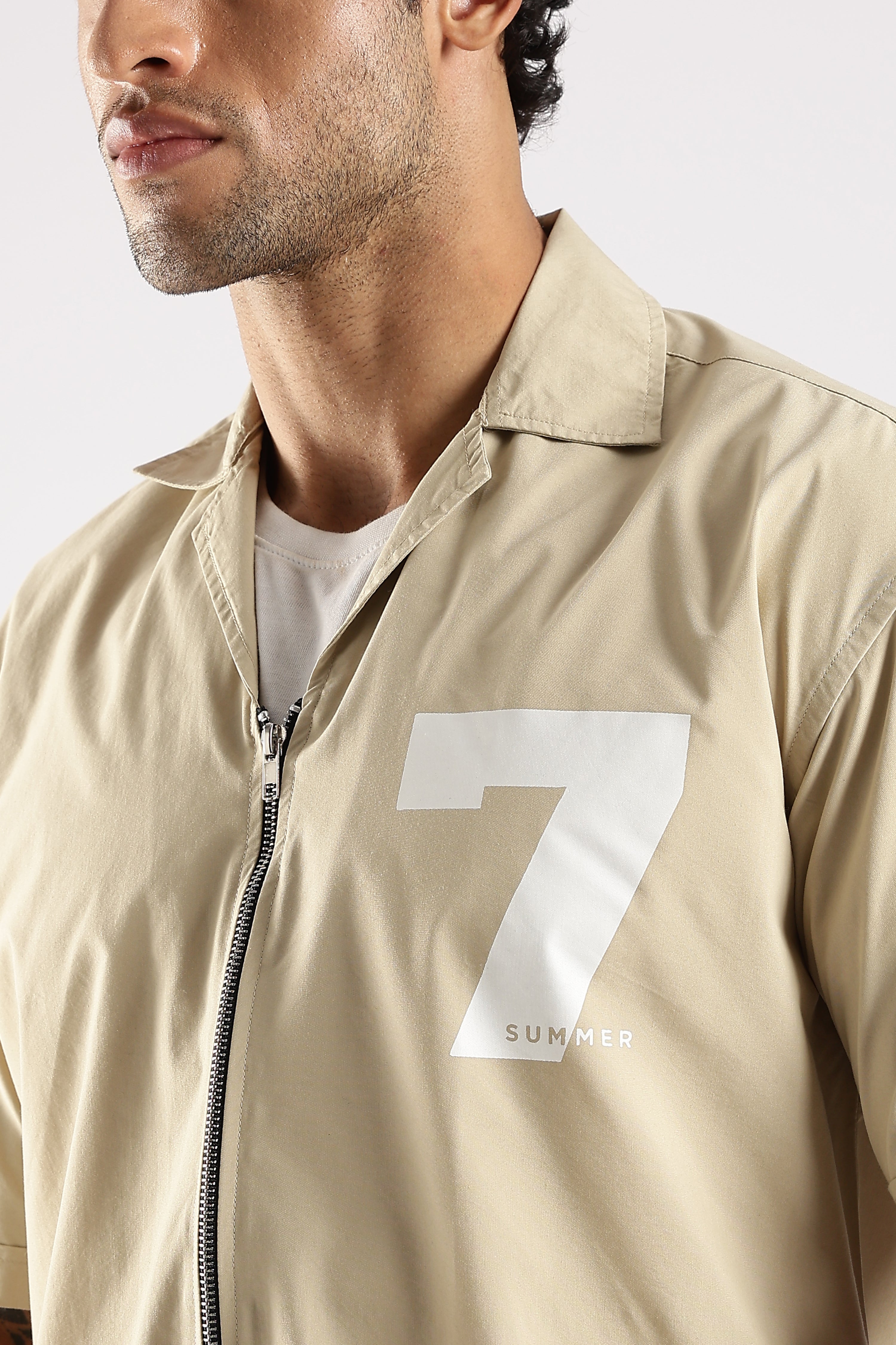 Men Cream Slim Fit Shirt